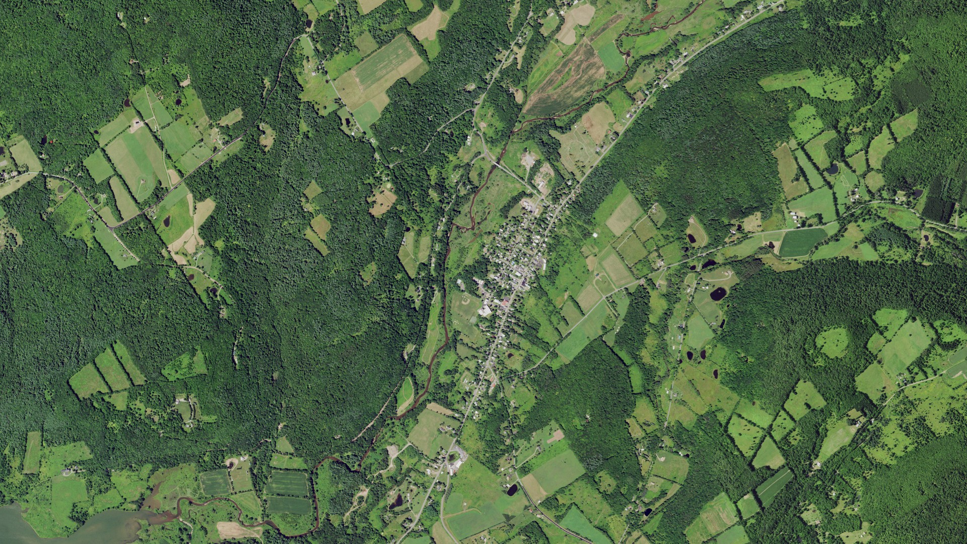 Aerial view of land around Franklin, New York