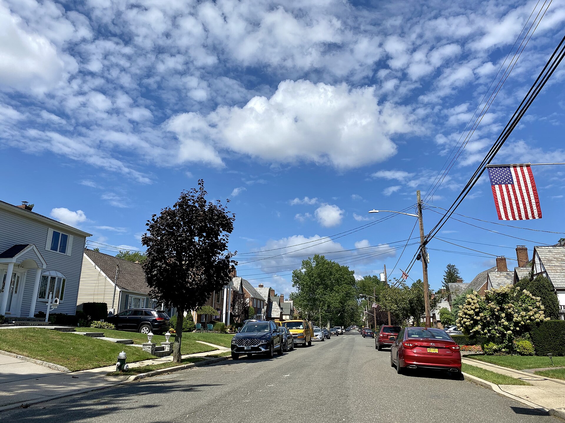 A street in Garden City South, Long Island, New York on September 18, 2021. This photo was taken looking north.