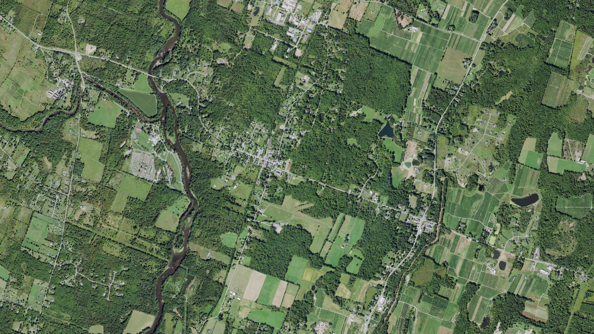 Aerial view of land around Gardiner, New York
