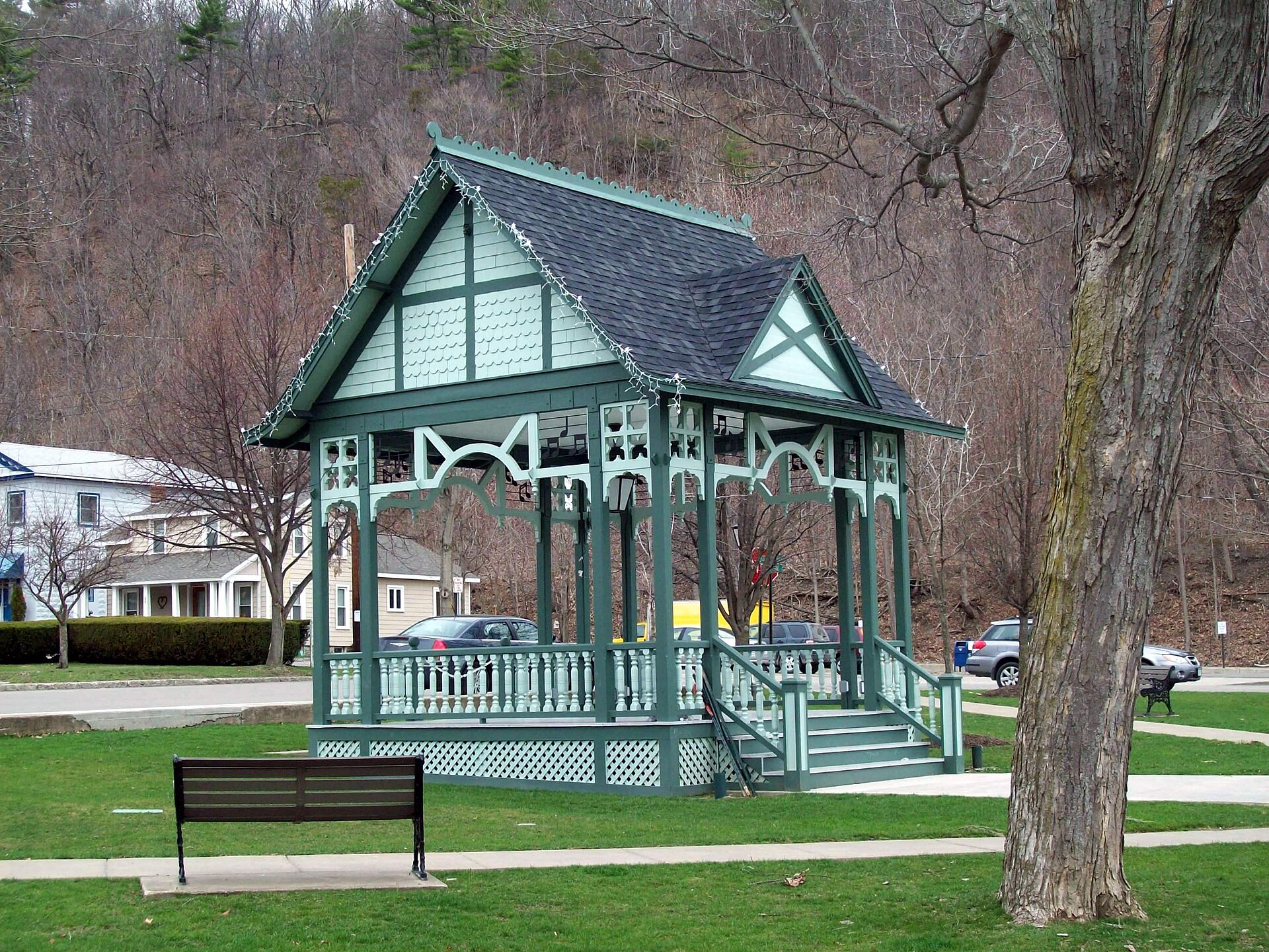 Pulteney Square Bandstand, Pulteney Square Historic District, Hammondsport NY, April 2011 — New York