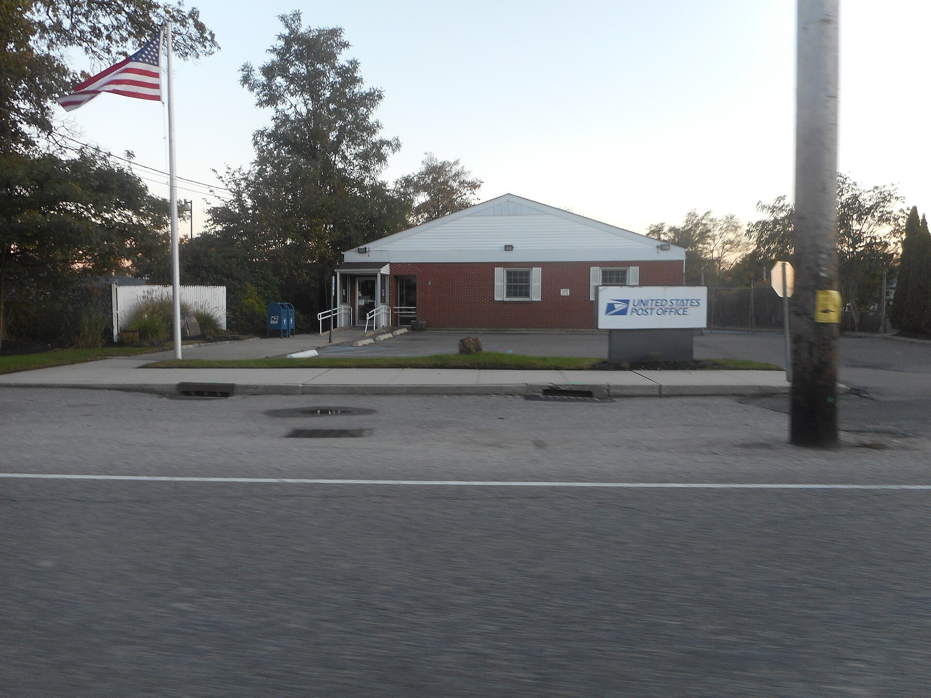 The Holtsville Post Office along Long Island Avenue in Holtsville, New York.