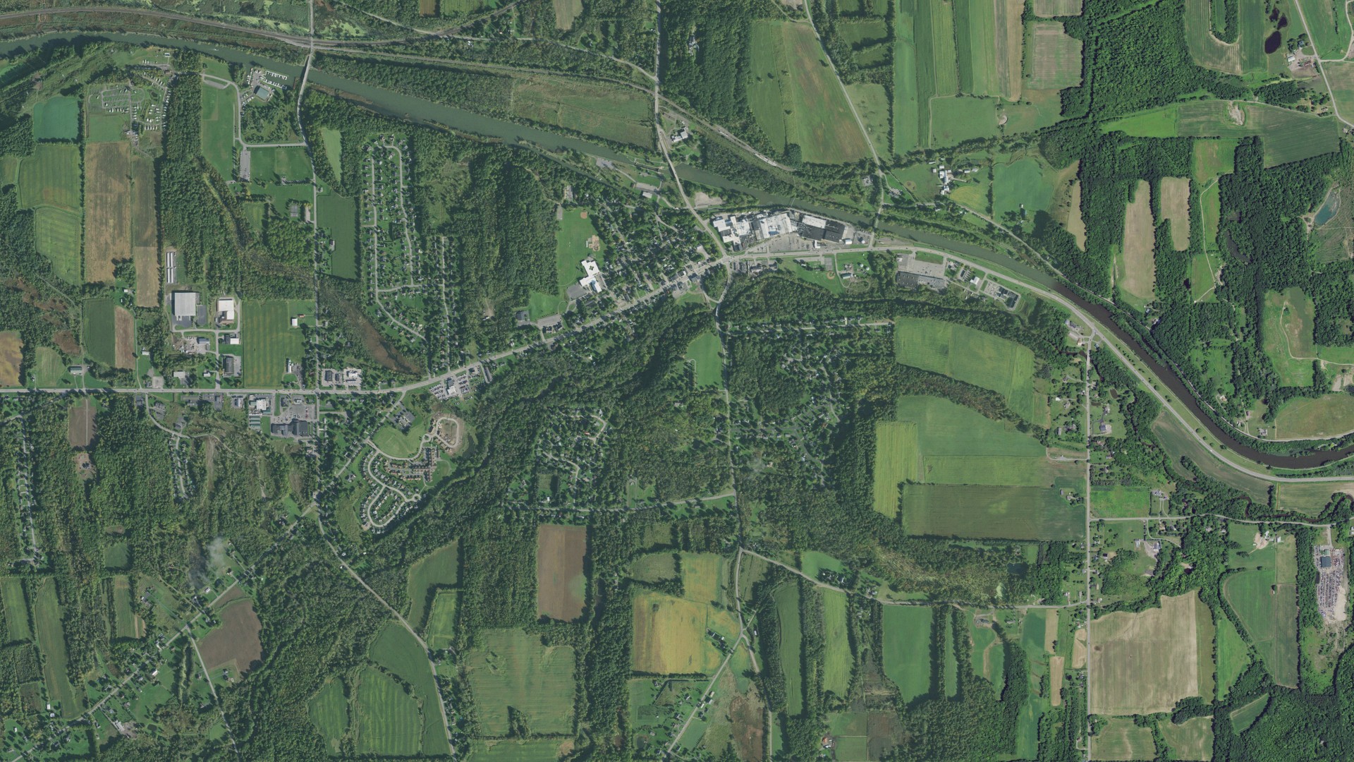 Aerial view of land around Macedon, New York