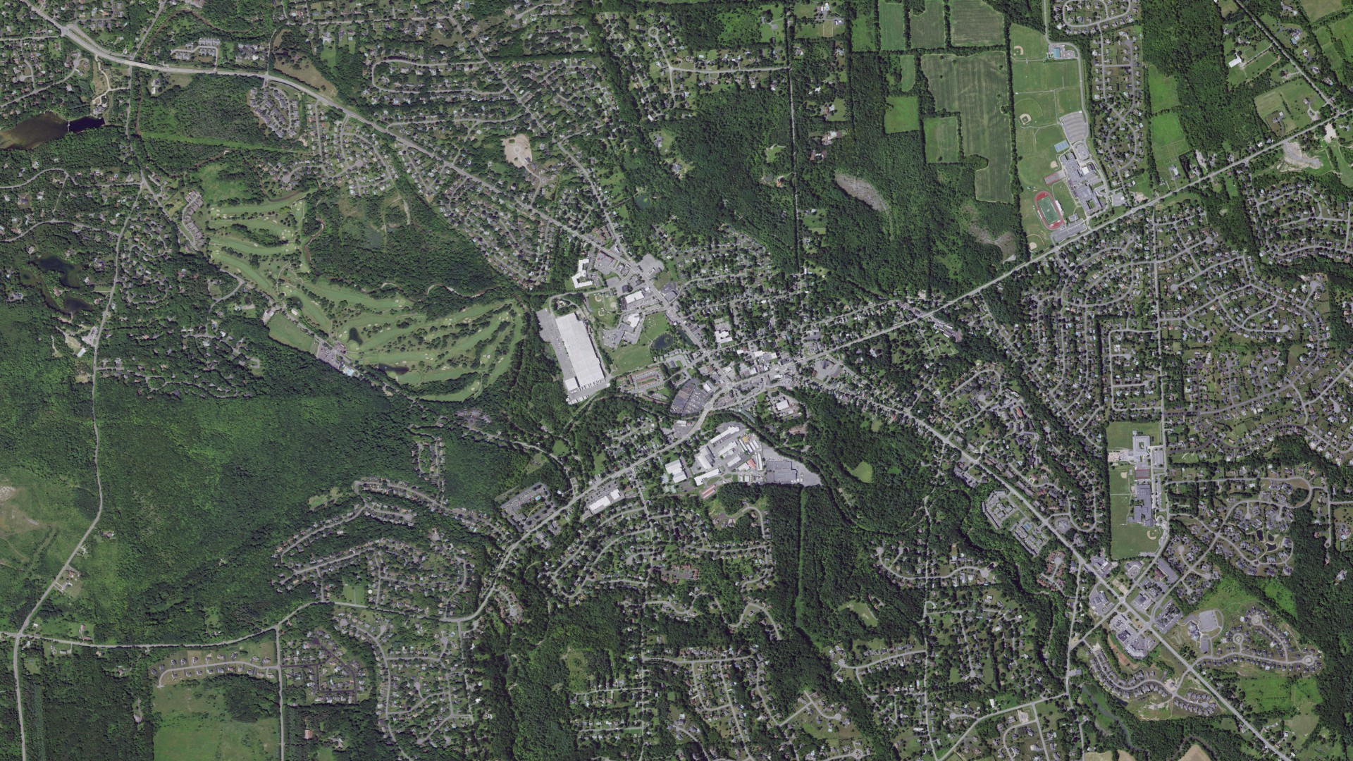 Aerial view of land around Manlius, New York
