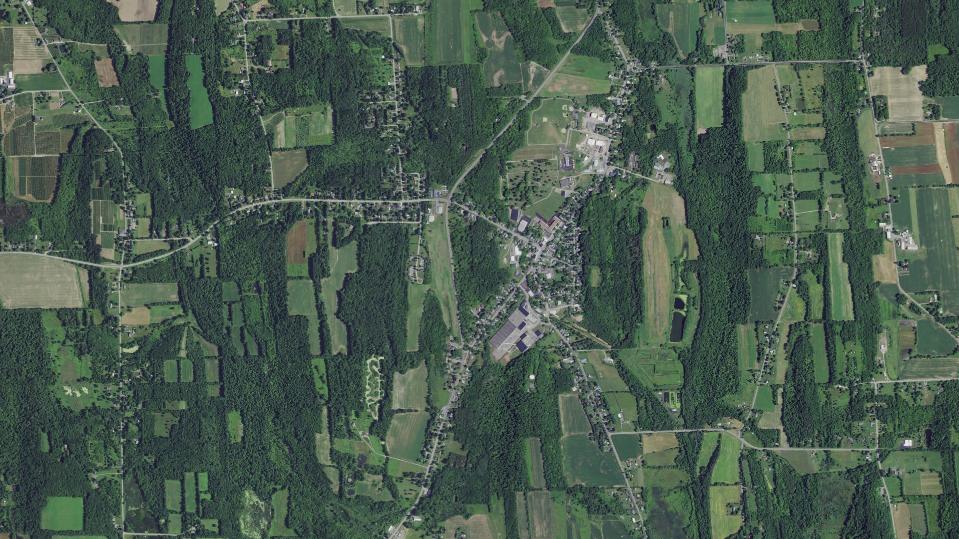 Natural-color aerial photograph of land around Marion, New York