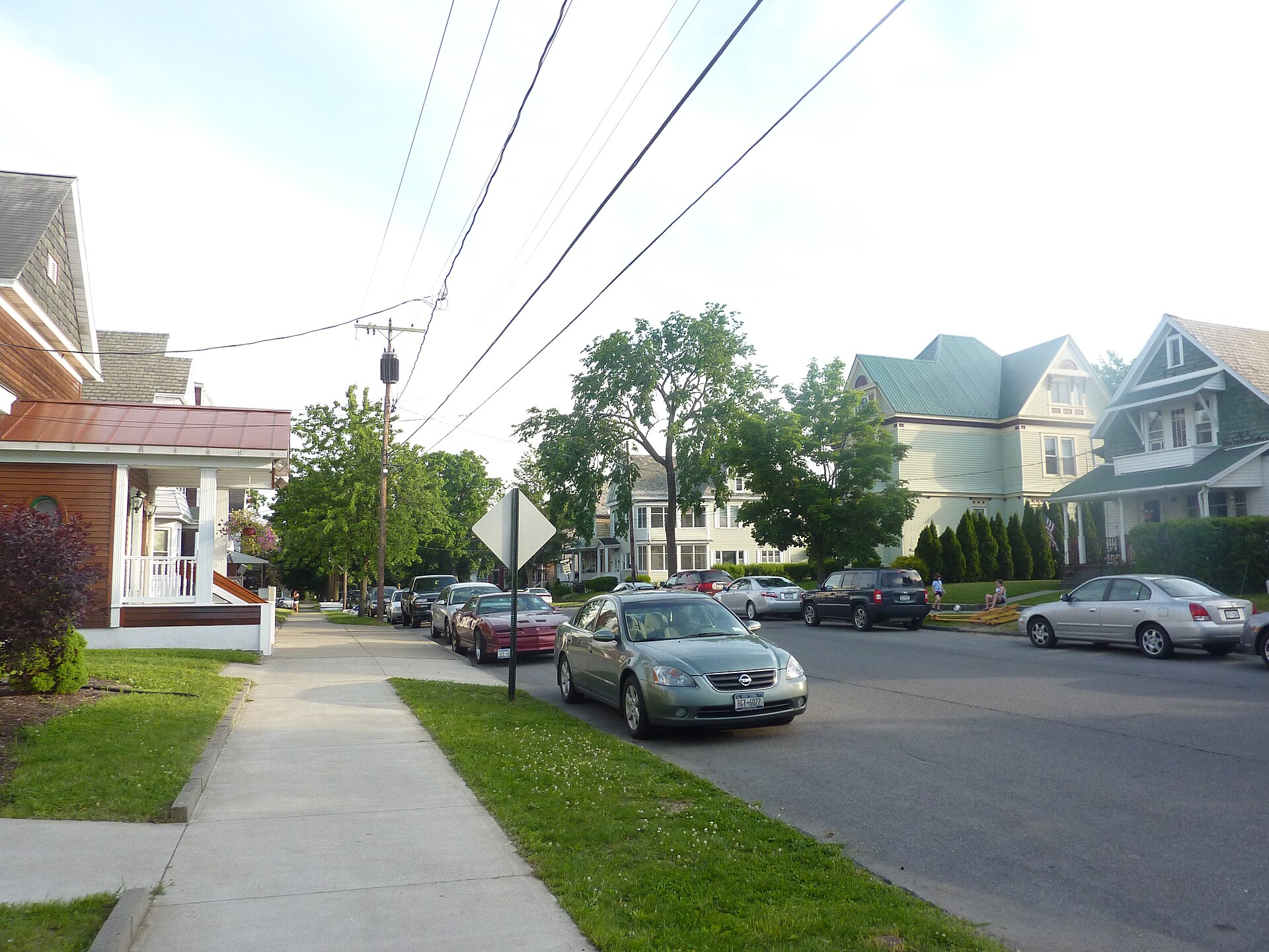 A typical residential street in Mechanicville. Looking south along North 2nd Avenue toward Grand Street intersection. — New York