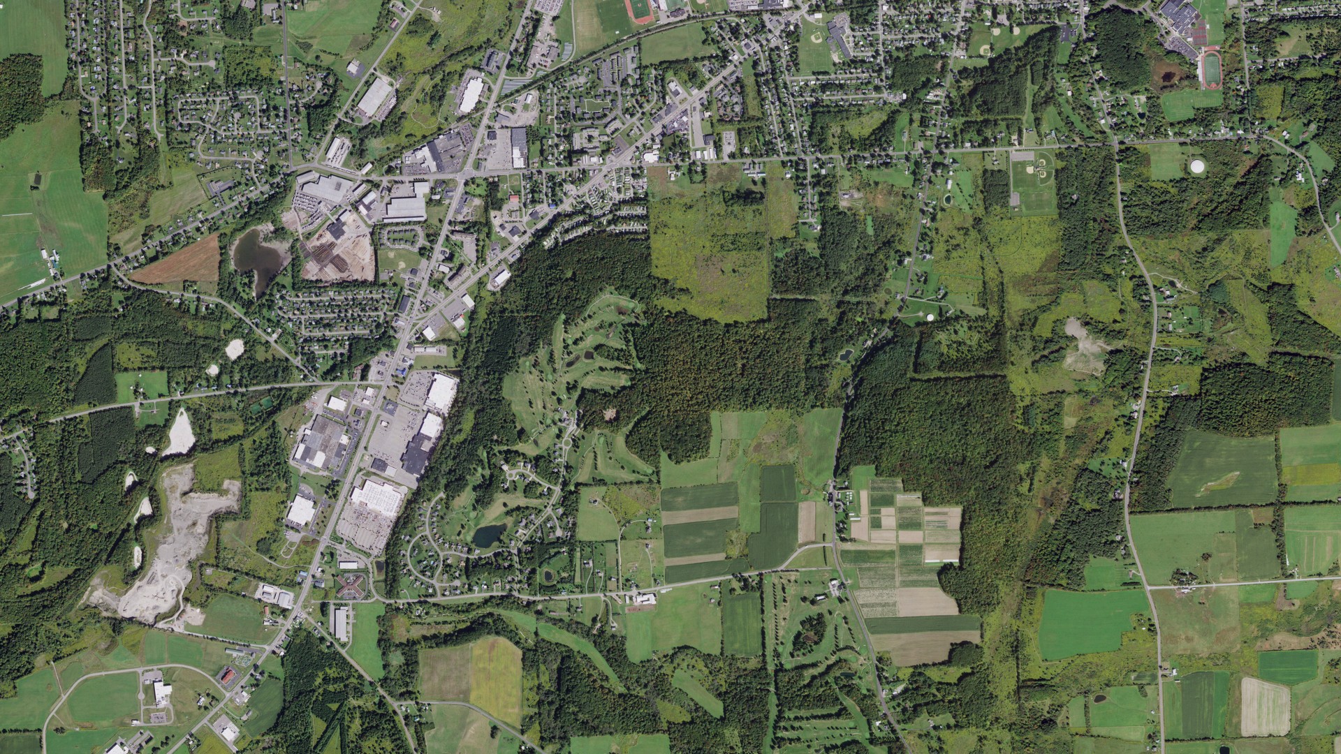 Natural-color aerial photograph of land around Munsons Corners, New York
