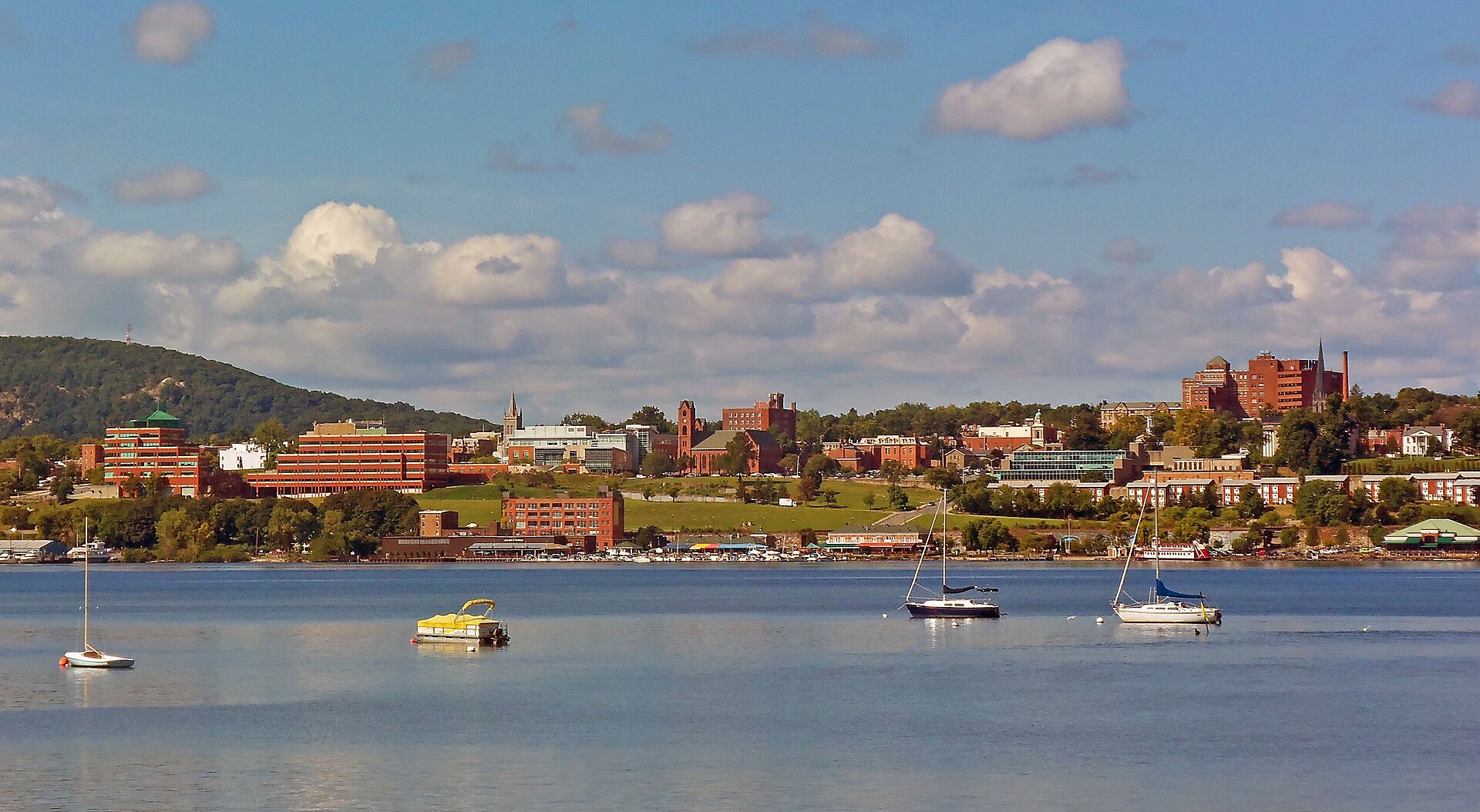 View of central Newburgh, NY, from the Beacon train station across the Hudson River — New York