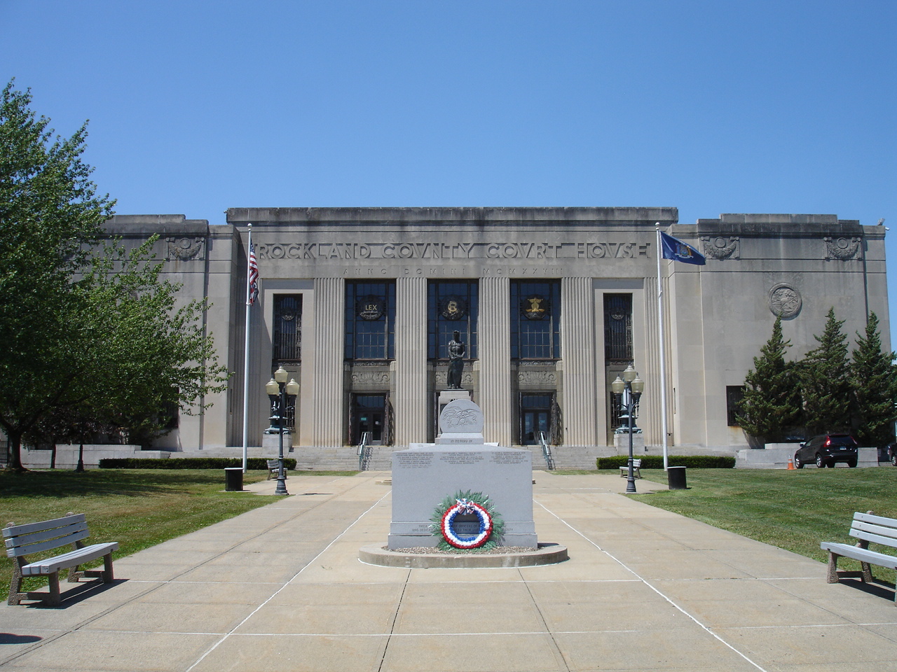 The Rockland County Courthouse in New City, New York, a building listed on the National Register of Historic Places.