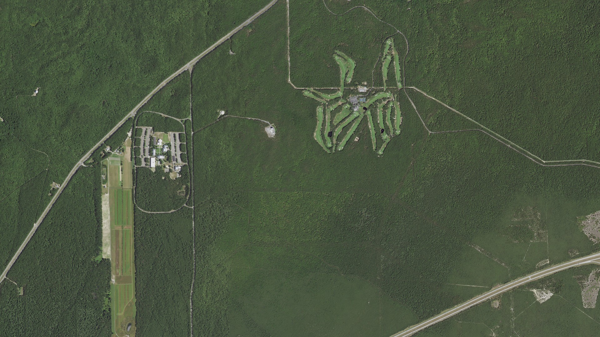 Aerial view of land around Northampton, New York