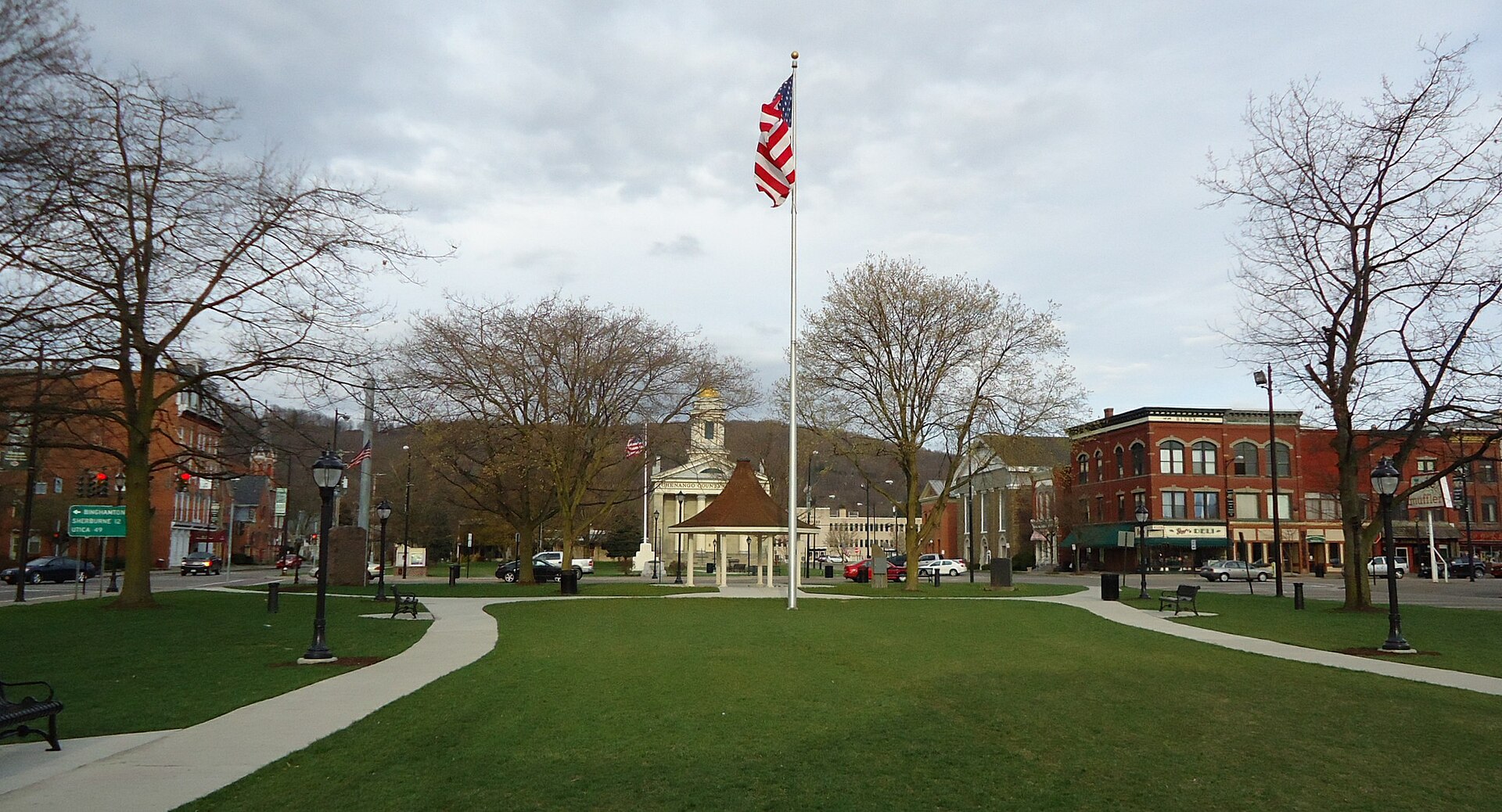 Downtown public space. This is in the city of Norwich in Chenango County in NY state. (correct date => April 9, 2012). — New York