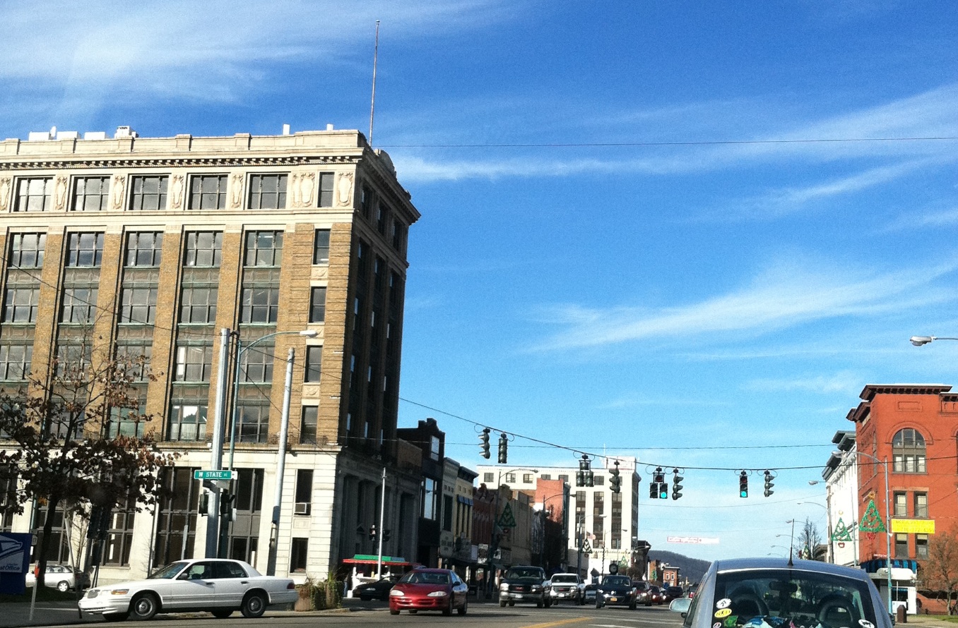 Downtown streets in Olean, New York