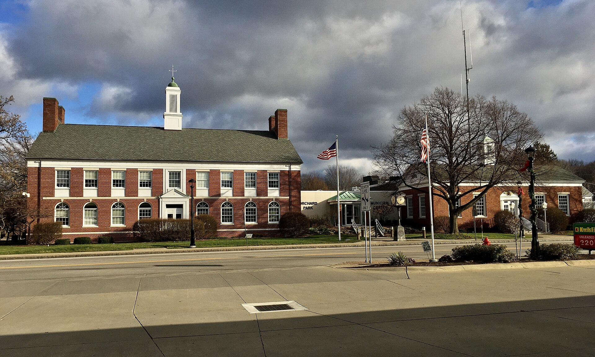 The Orchard Park Municipal Center, 4295 South Buffalo Street, Orchard Park, New York, December 2020.
