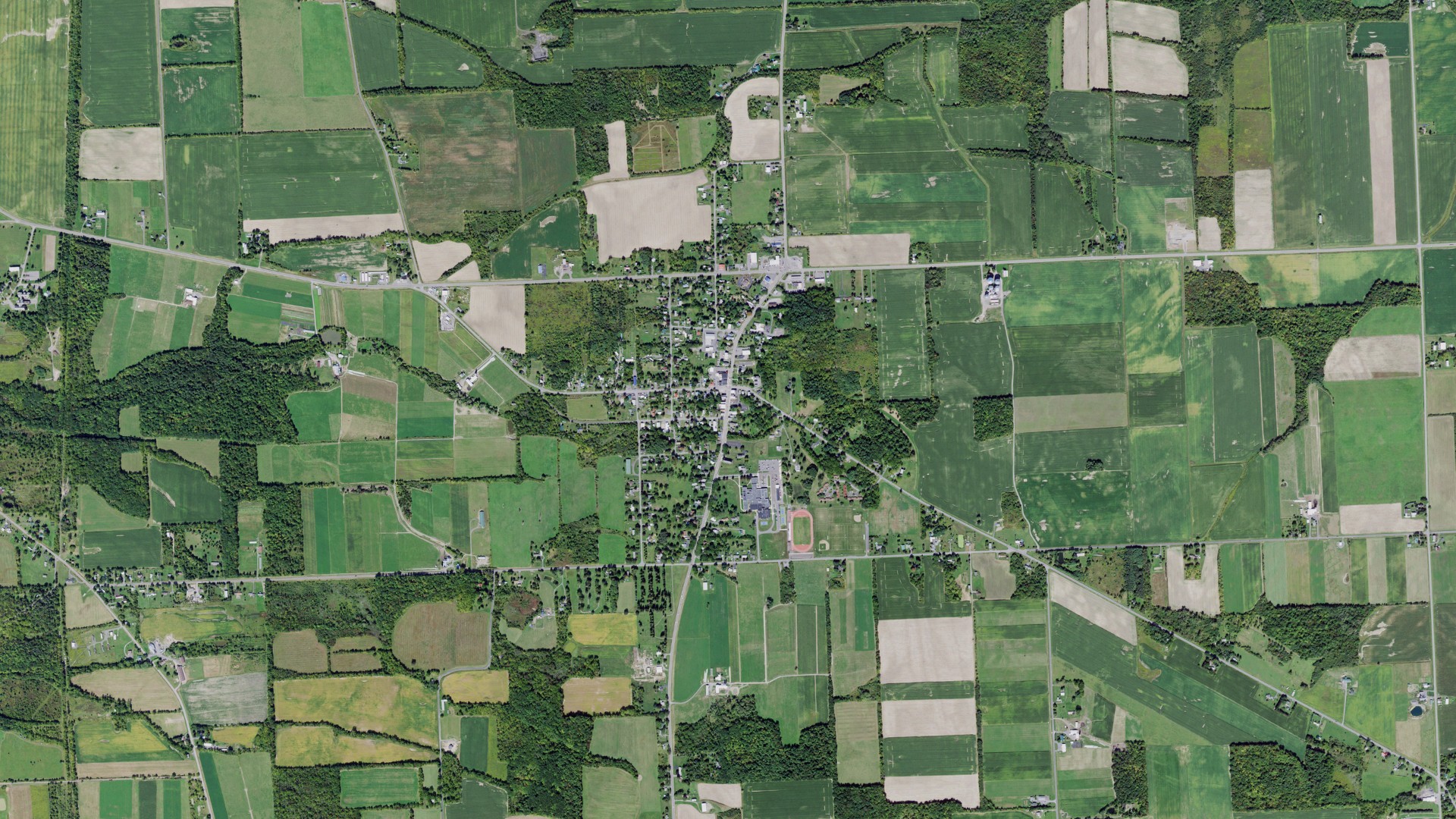 Aerial view of land around Ovid, New York