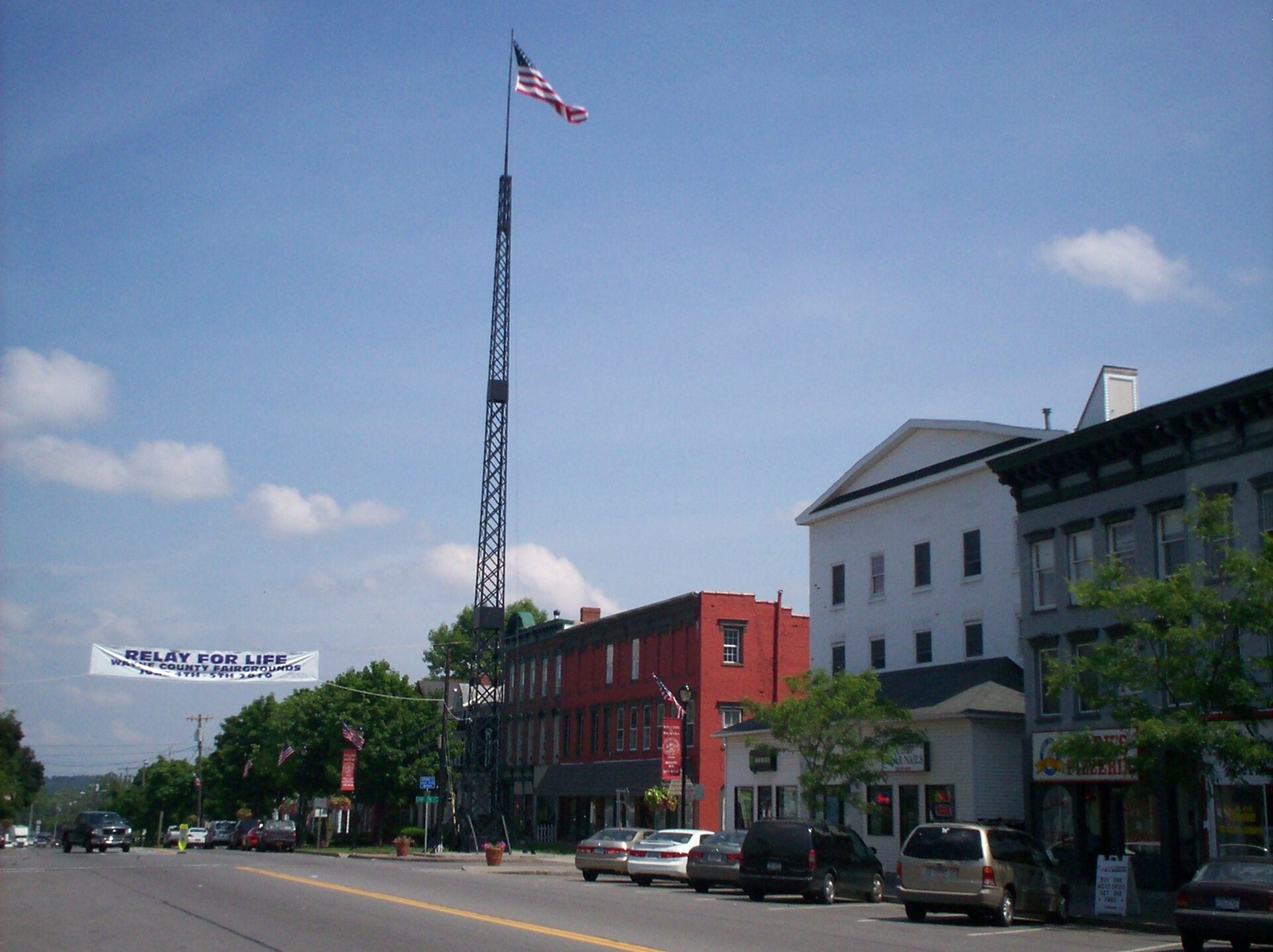 View of downtown Palmyra, New York looking east along East Main Street (State Route 31