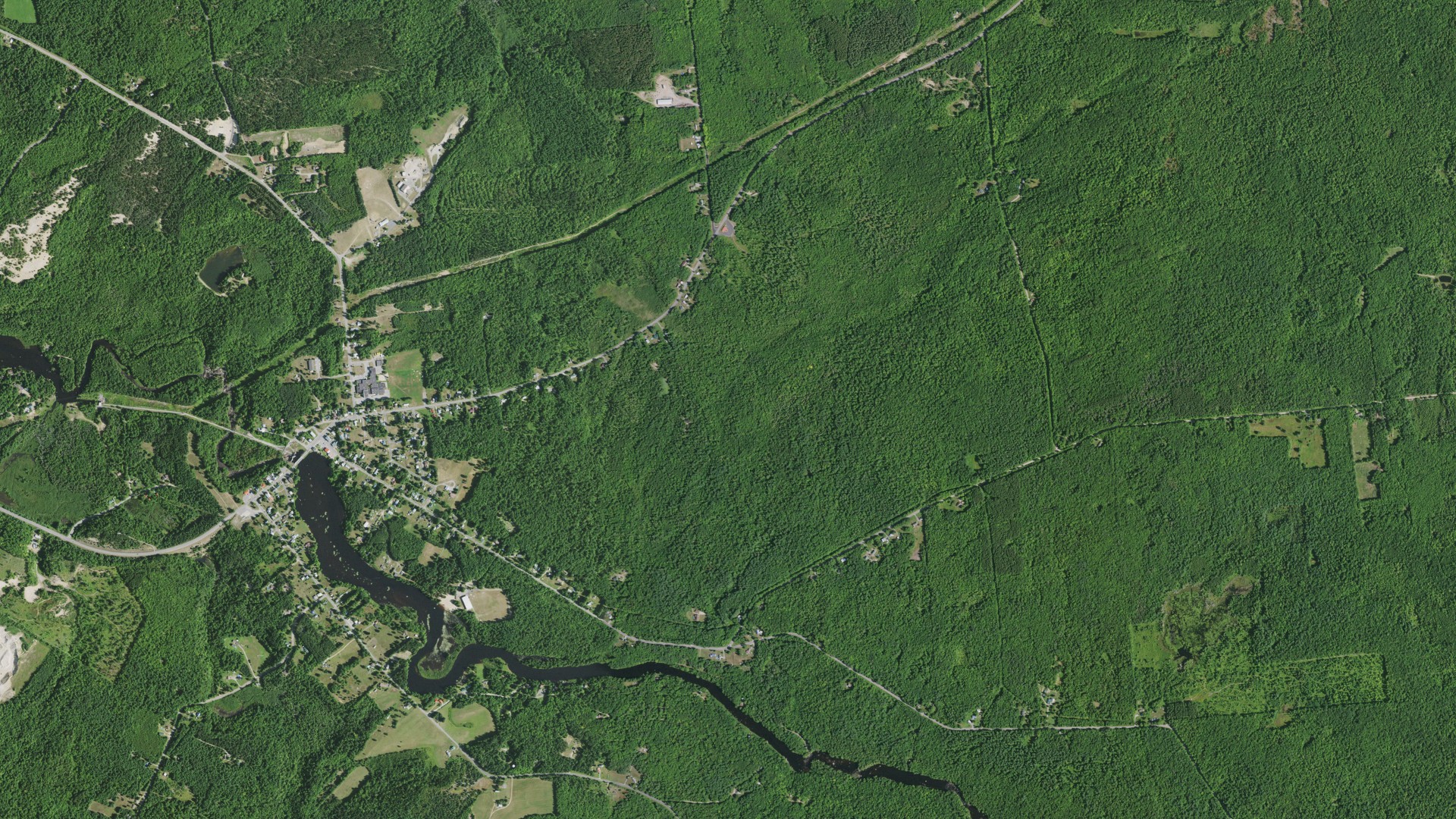 Aerial view of land around Parishville, New York