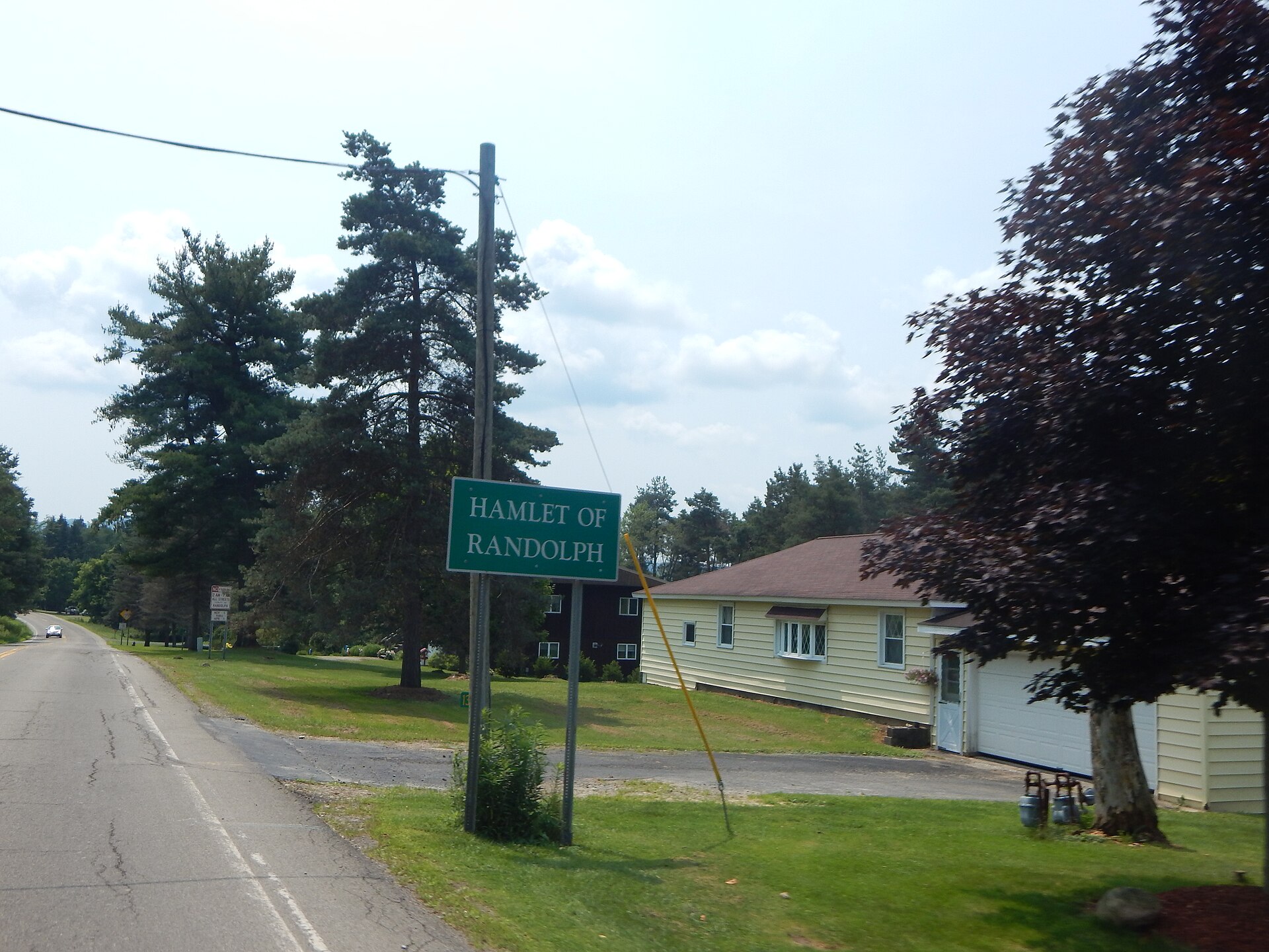 Signage for Randolph hamlet, New York in June 2015.