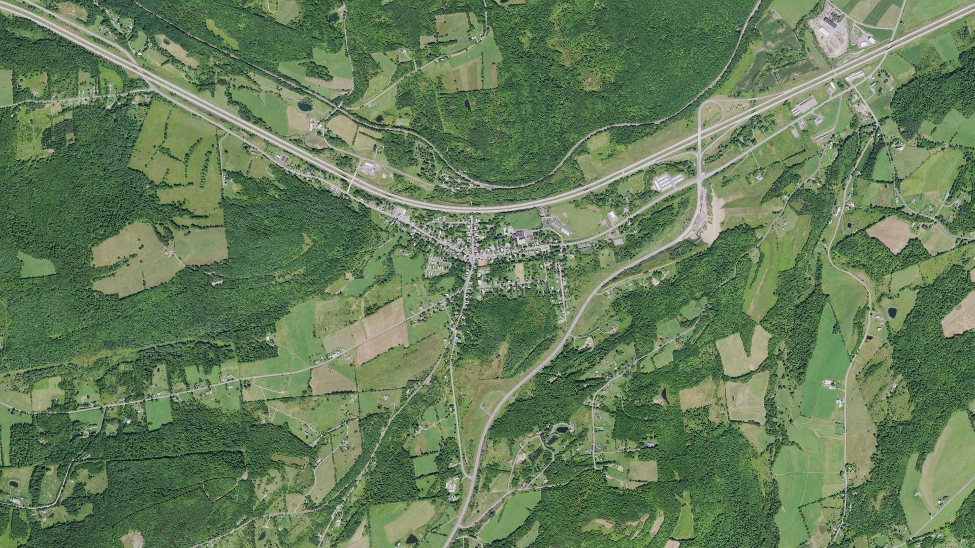 Aerial view of land around Richmondville, New York