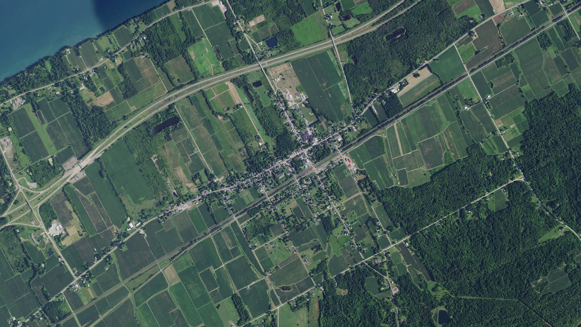 Aerial view of land around Ripley, New York