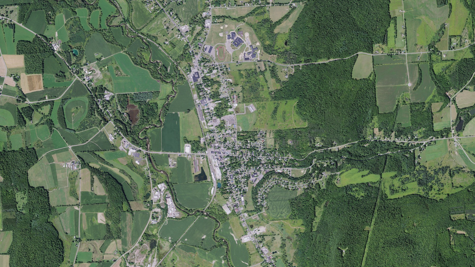 Aerial view of land around Sherburne, New York