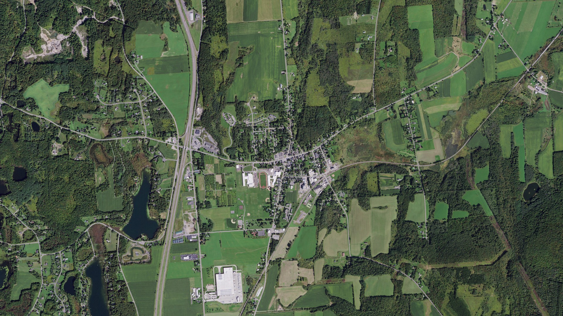 Aerial view of land around Tully, New York