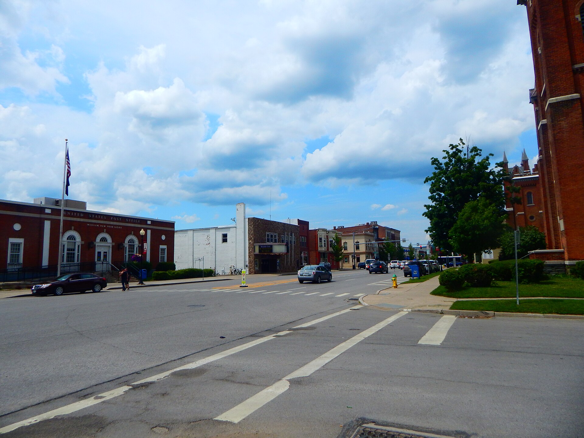 Route 19 northbound through downtown Warsaw, New York.