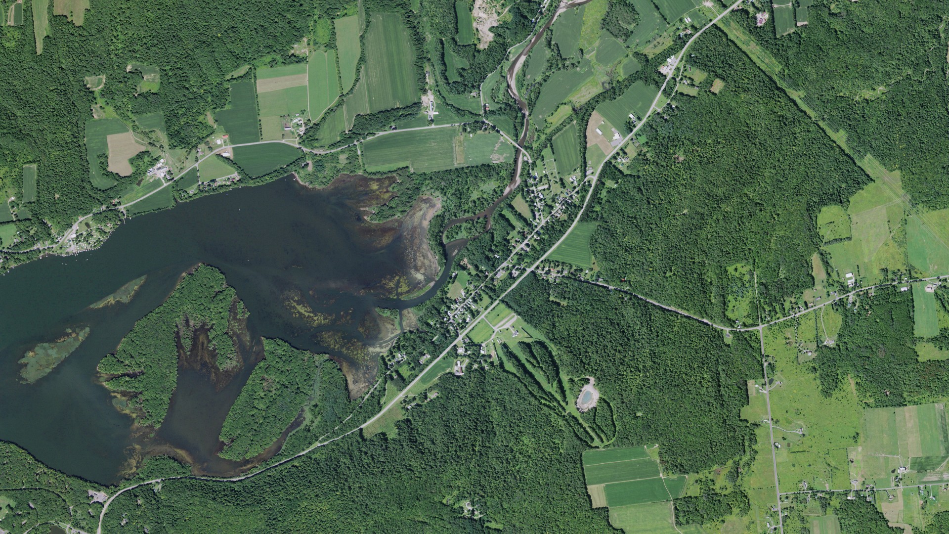 Natural-color aerial photograph of land around Westernville, New York
