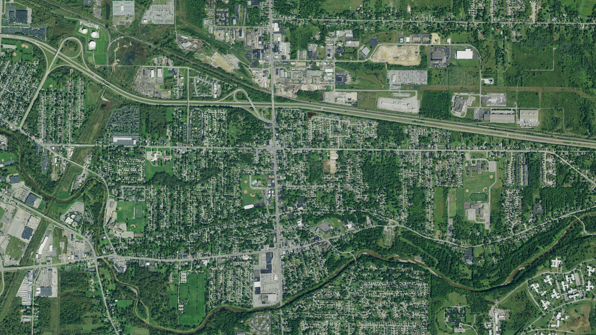 Aerial view of land around West Seneca, New York