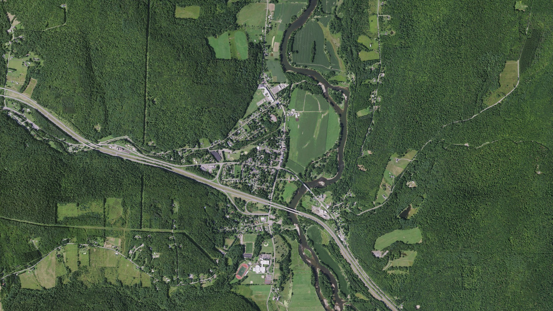 Aerial view of land around Windsor, New York