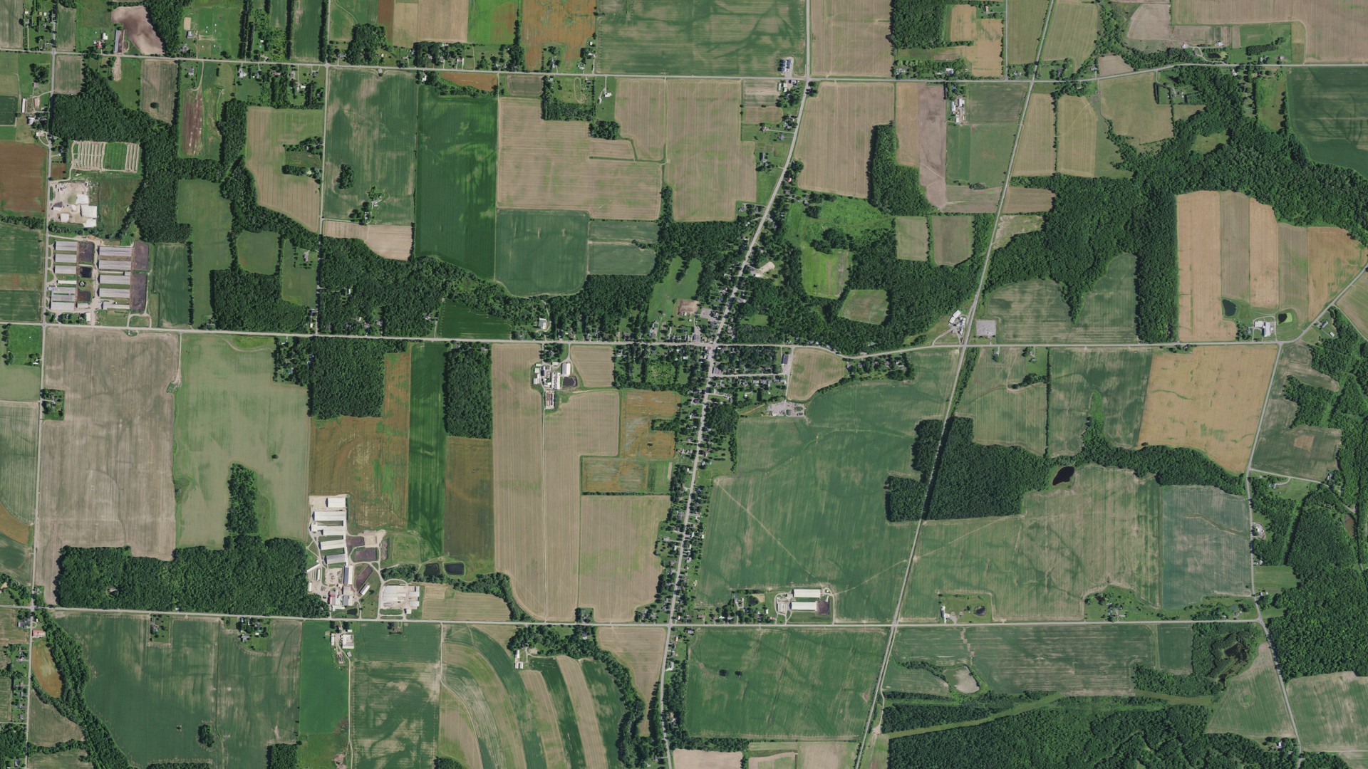Aerial view of land around York, New York