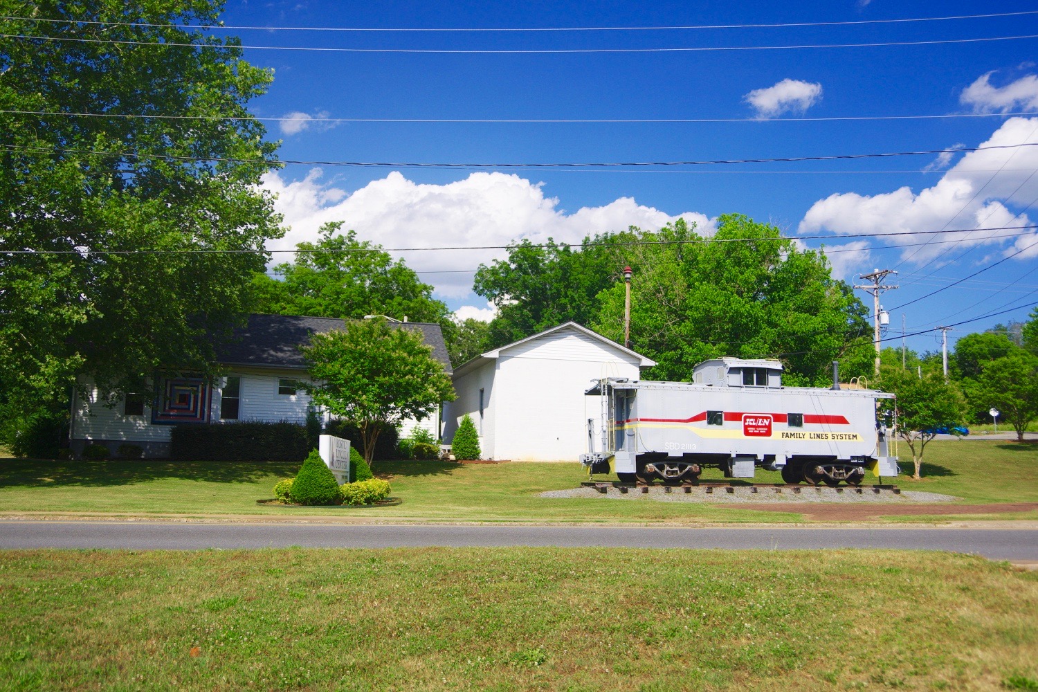 Bostic Lincoln Center and caboose in Bostic, North Carolina, United States.