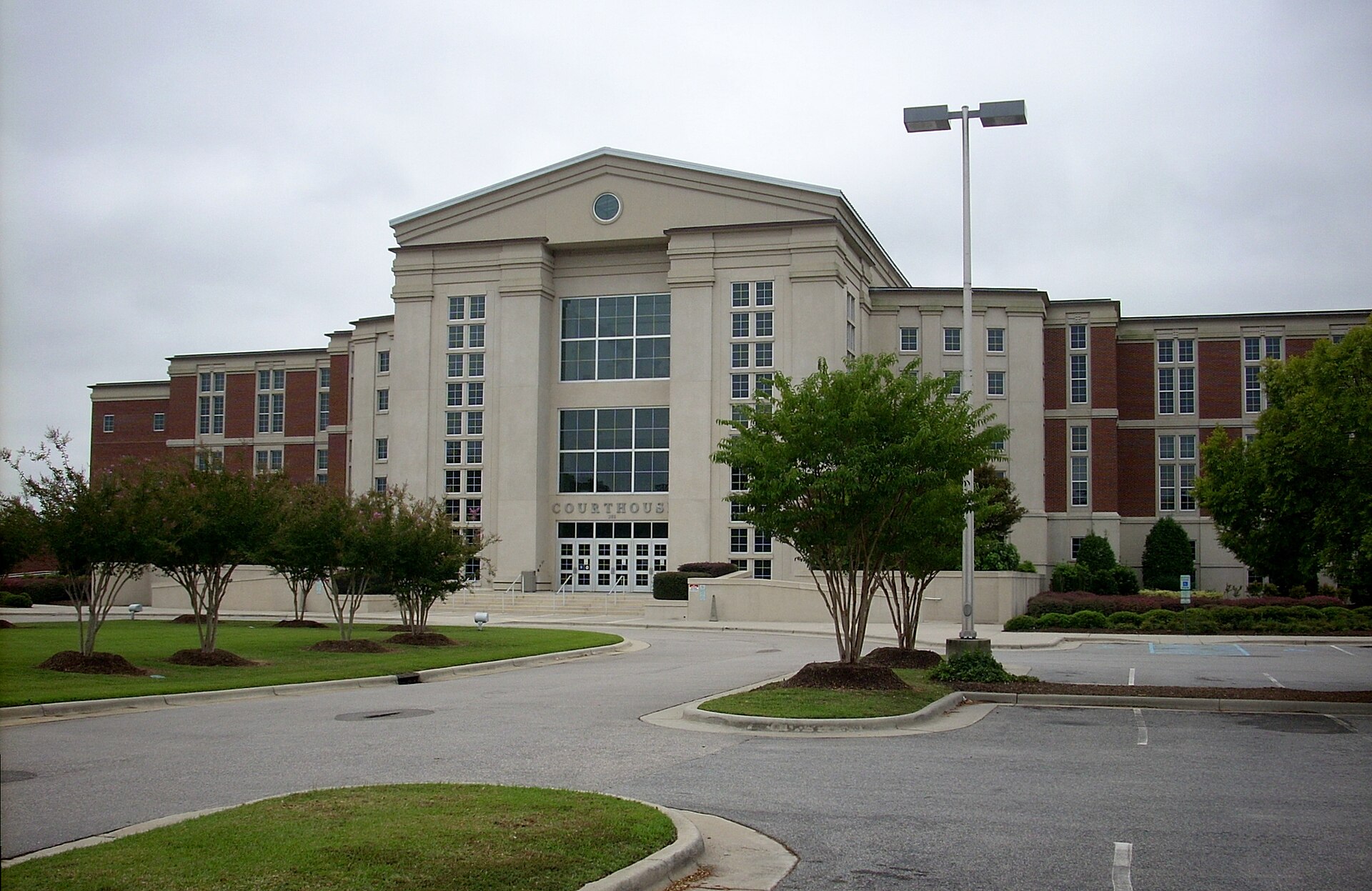 The Harnett County Courthouse is on the edge of Lillington, North Carolina. It was built recently and replaces a historical courthouse in downtown Lillington that has since been torn down