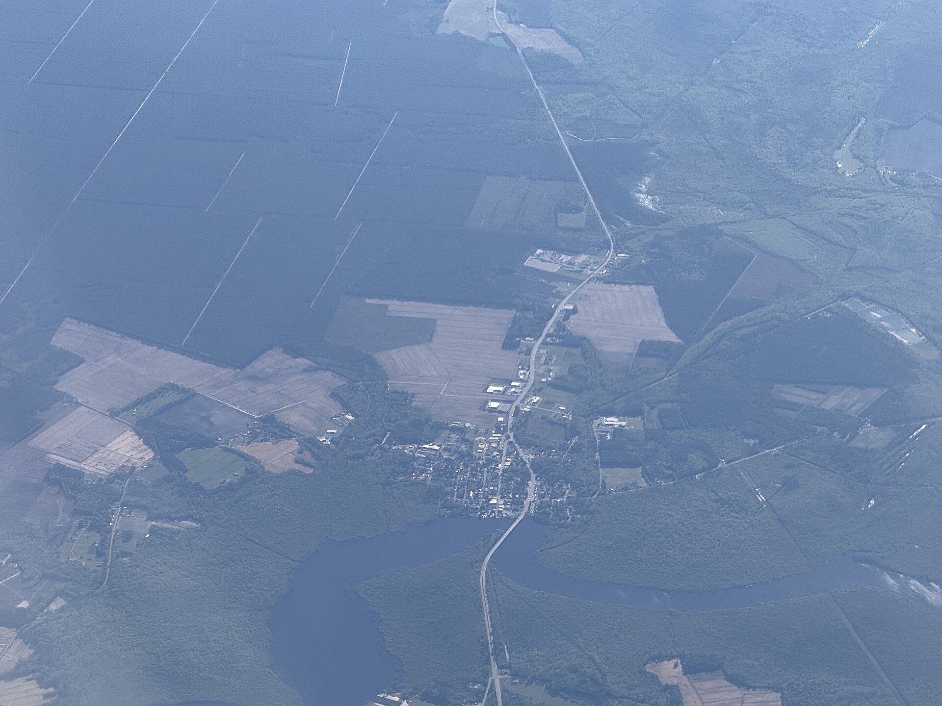 A view of Columbia, North Carolina taken from an airplane
