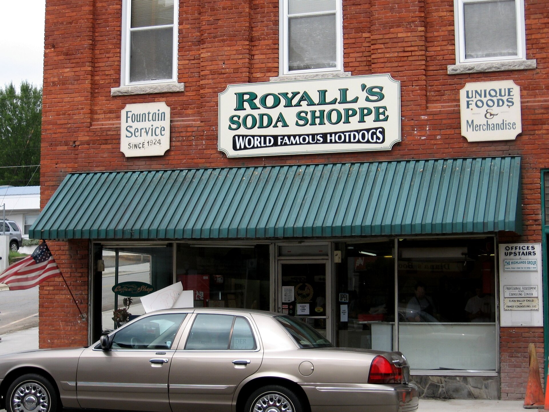 Hot dogs, burgers, fries, shakes, etc. At the corner of Church & Main, Elkin NC — North Carolina