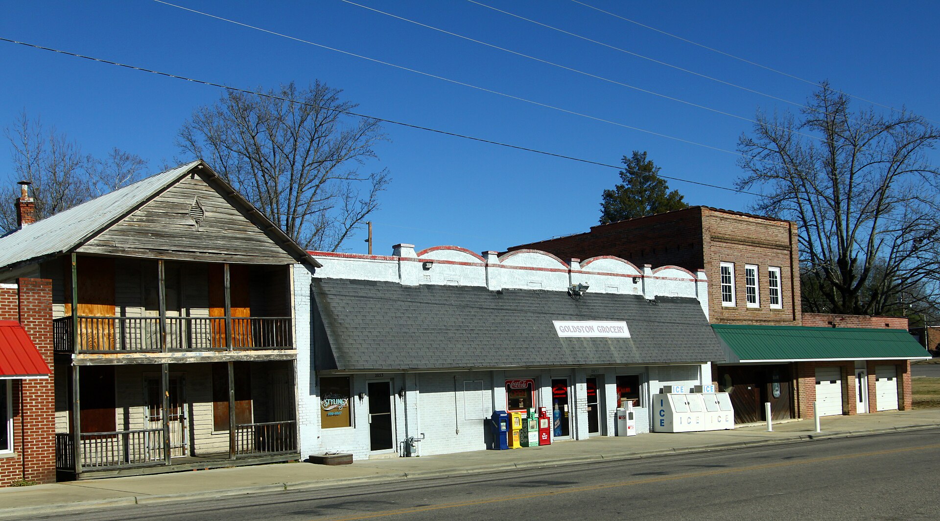 Some of the buildings along the railroad tracks on the main thoroughfare. — Goldston, North Carolina