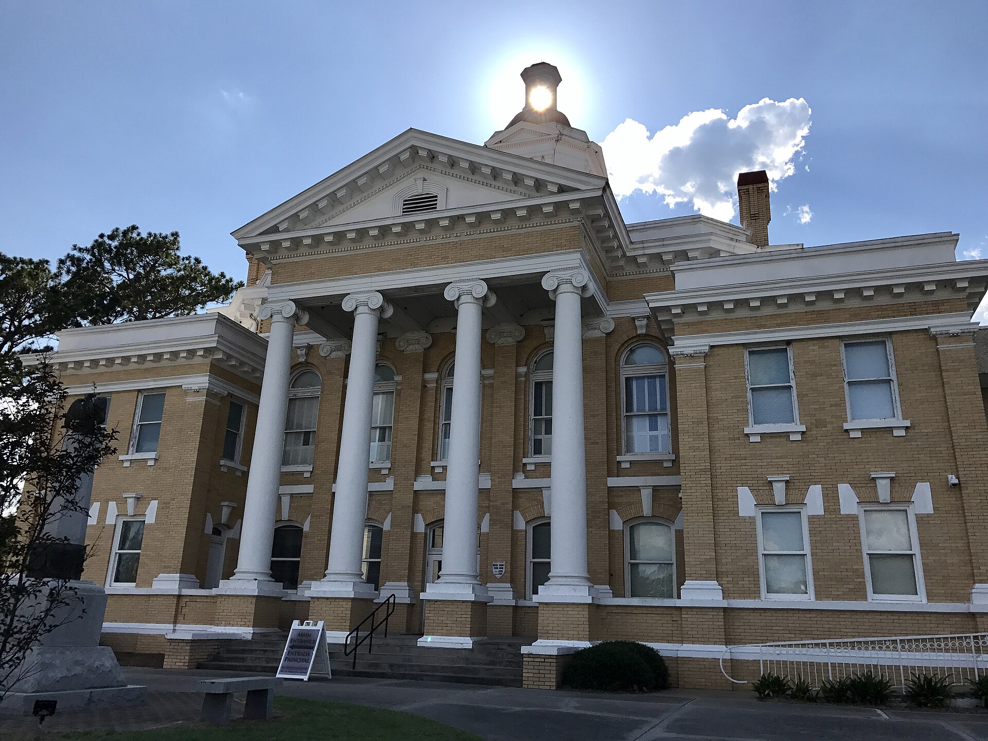 Sun shining over Duplin County Courthouse — Kenansville, North Carolina