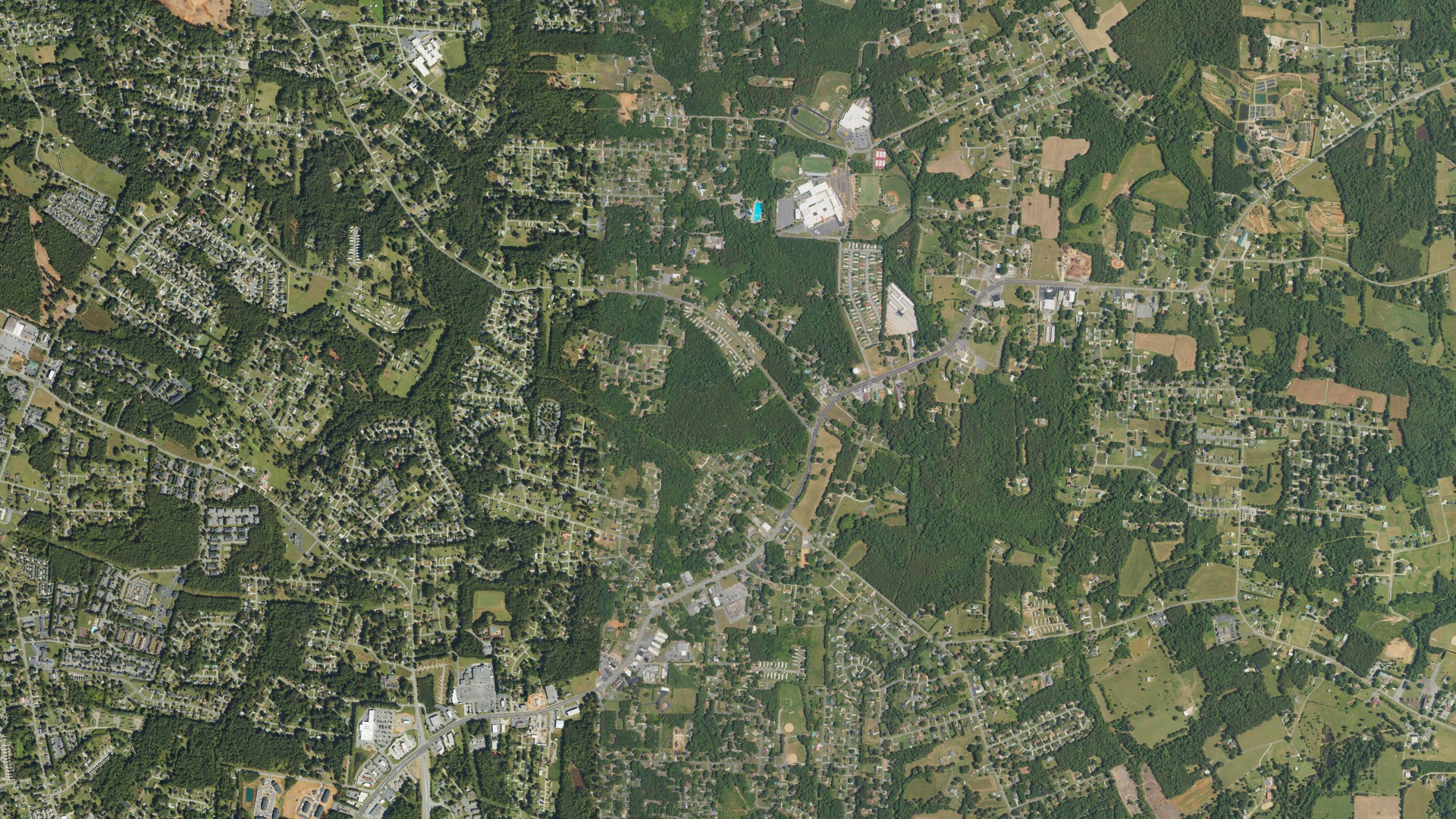 Natural-color aerial photograph of land around St. Stephens, North Carolina