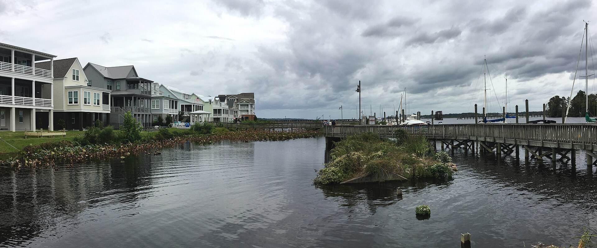 Buildings along the Pamlico River waterfront in Washington, North Carolina
