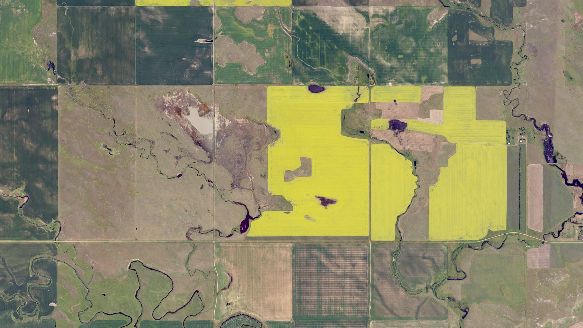 Natural-color aerial photograph of land around Chandler, North Dakota