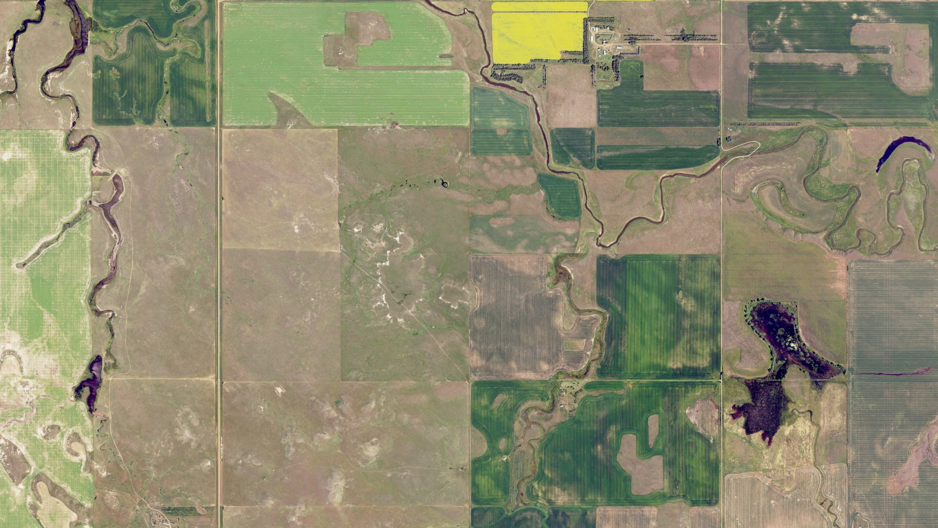 Aerial view of land around Taylor Butte, North Dakota