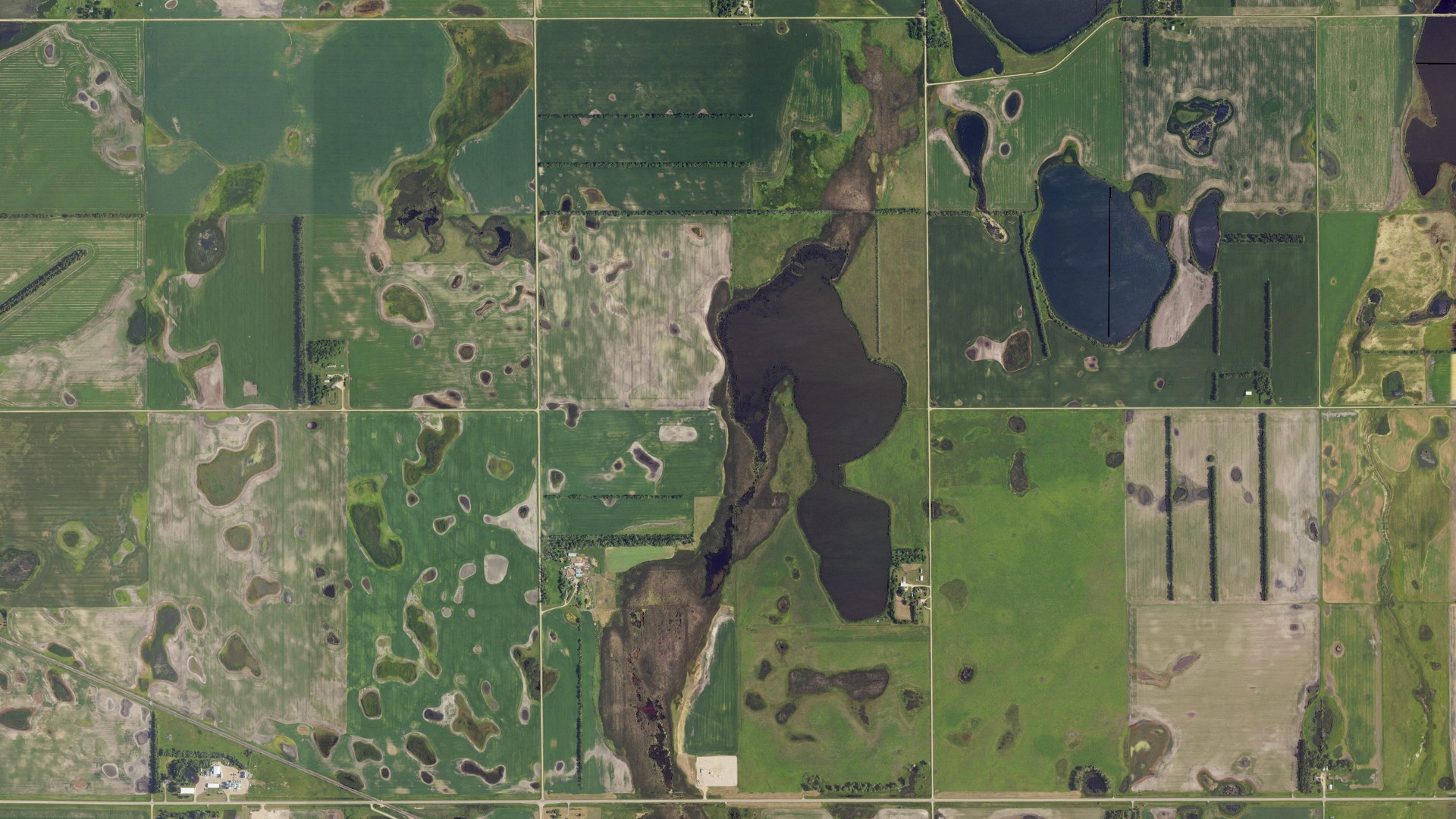 Aerial view of land around Edna, North Dakota
