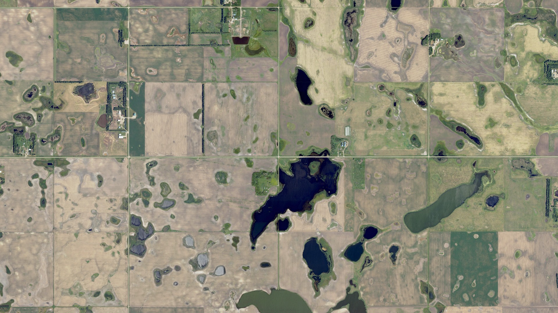 Aerial view of land around Greenland, North Dakota