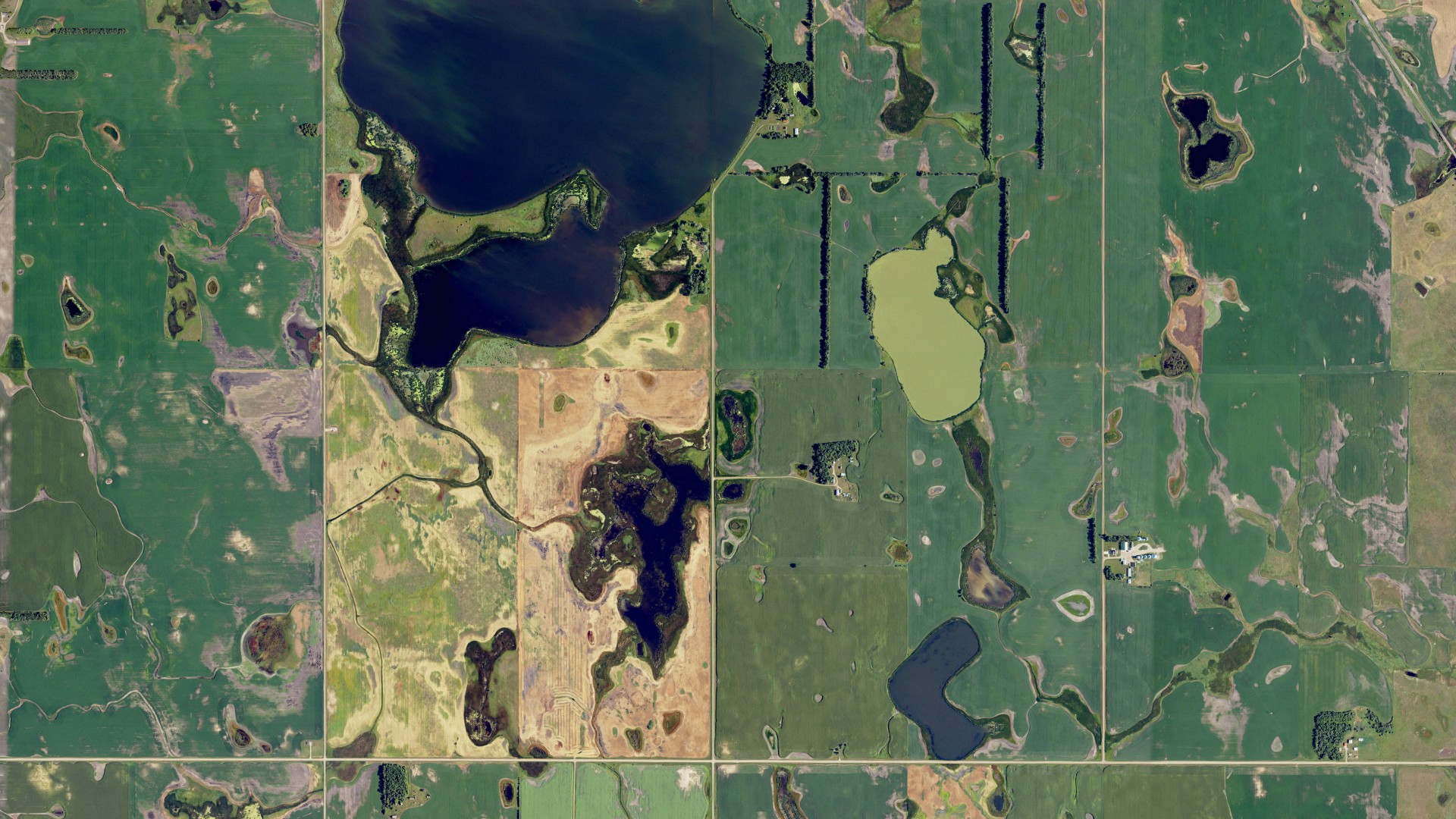 Aerial view of land around Norma, North Dakota