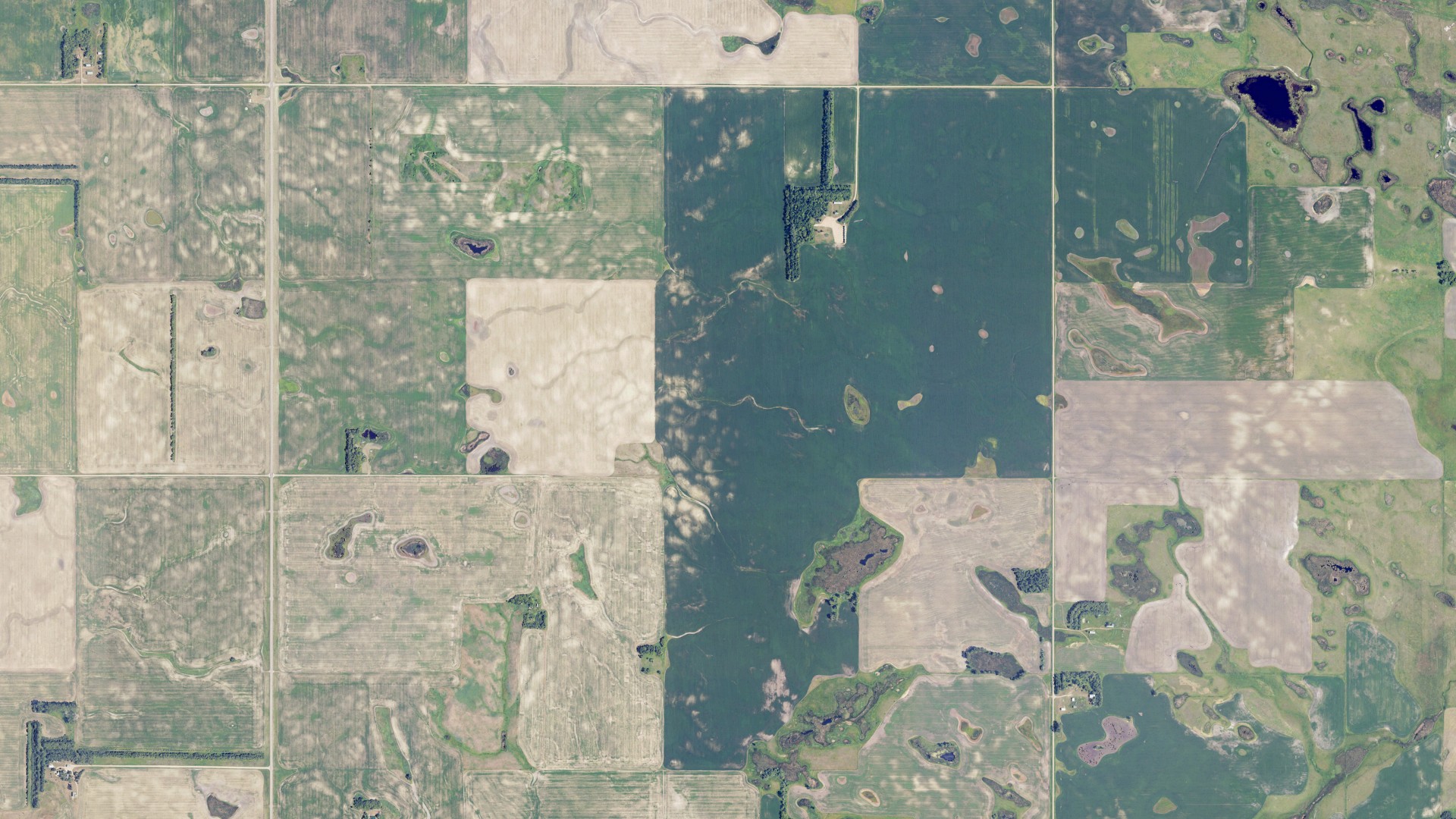 Aerial view of land around Butte Valley, North Dakota