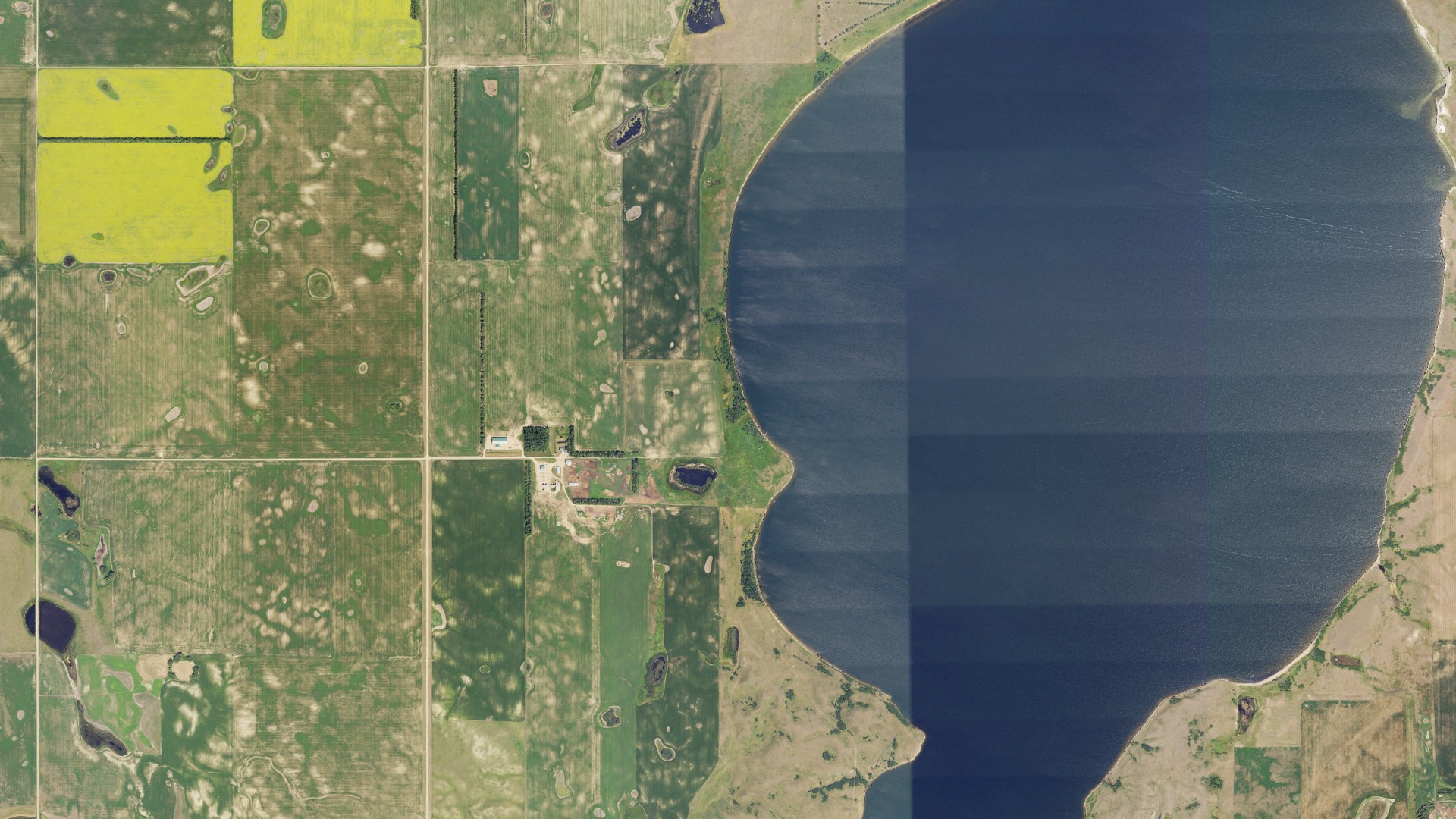 Aerial view of land around Impark, North Dakota