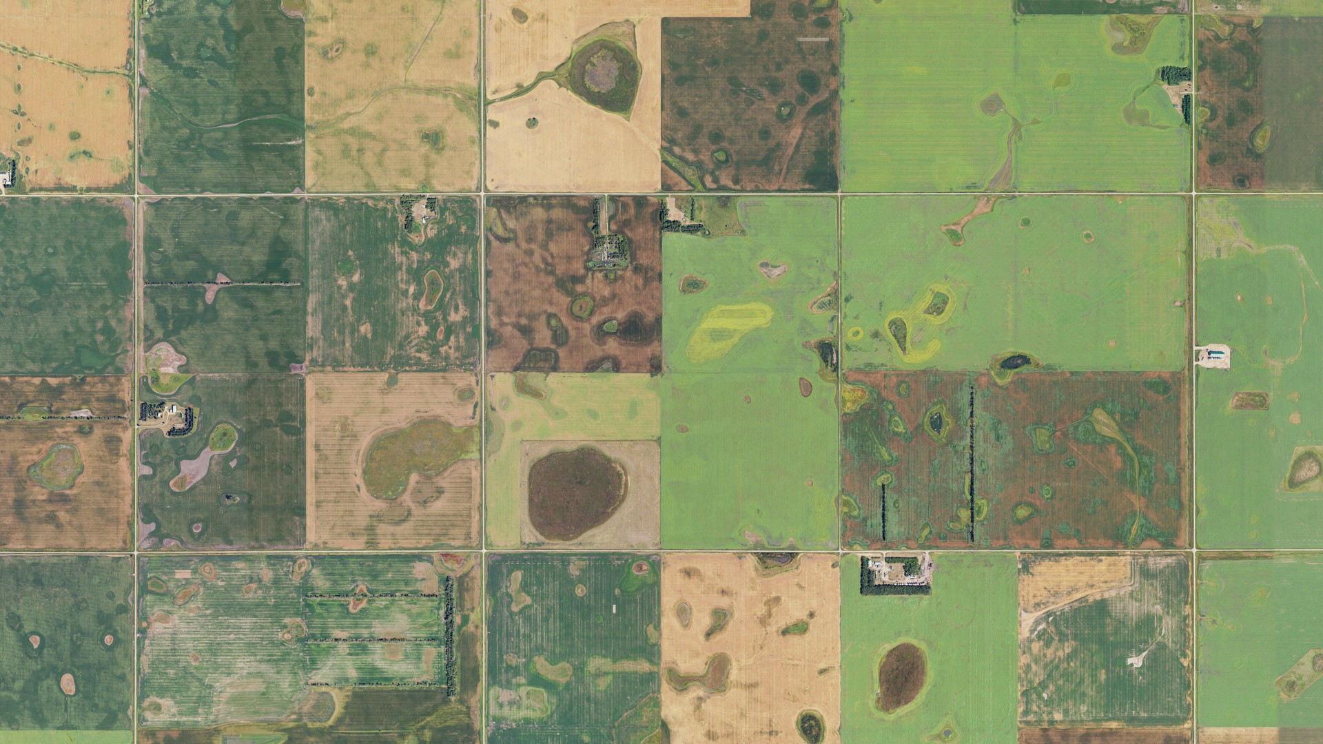 Aerial view of land around Eidsvold, North Dakota