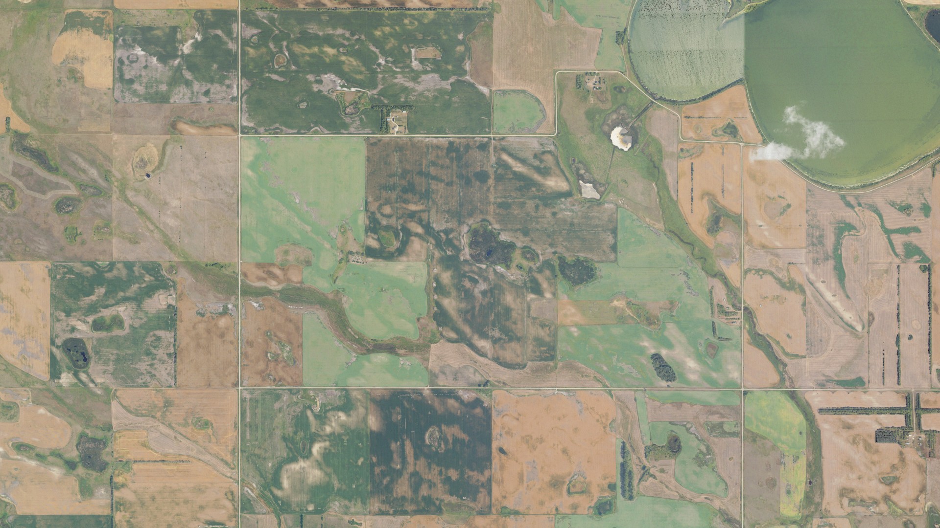 Aerial view of land around Lordsburg, North Dakota