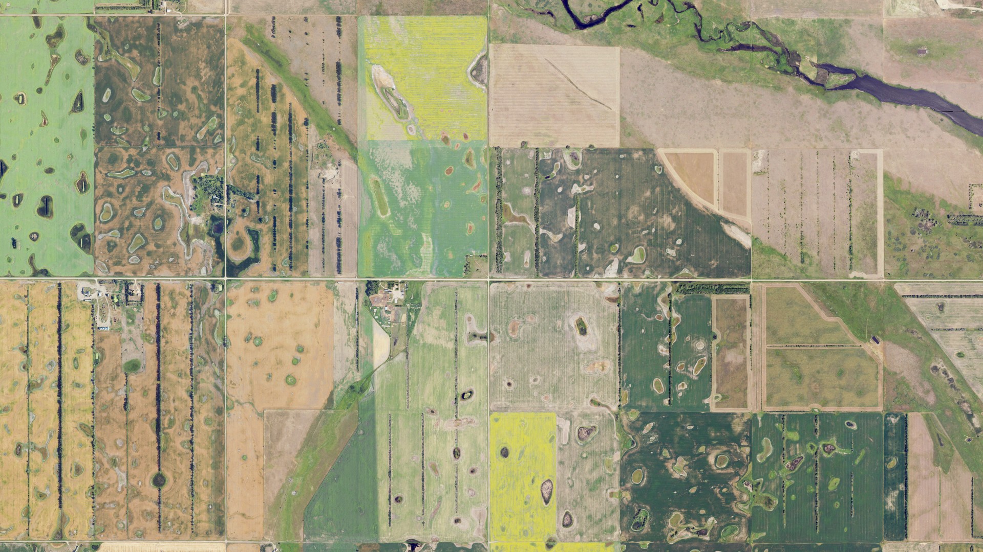 Aerial view of land around Mount Rose, North Dakota