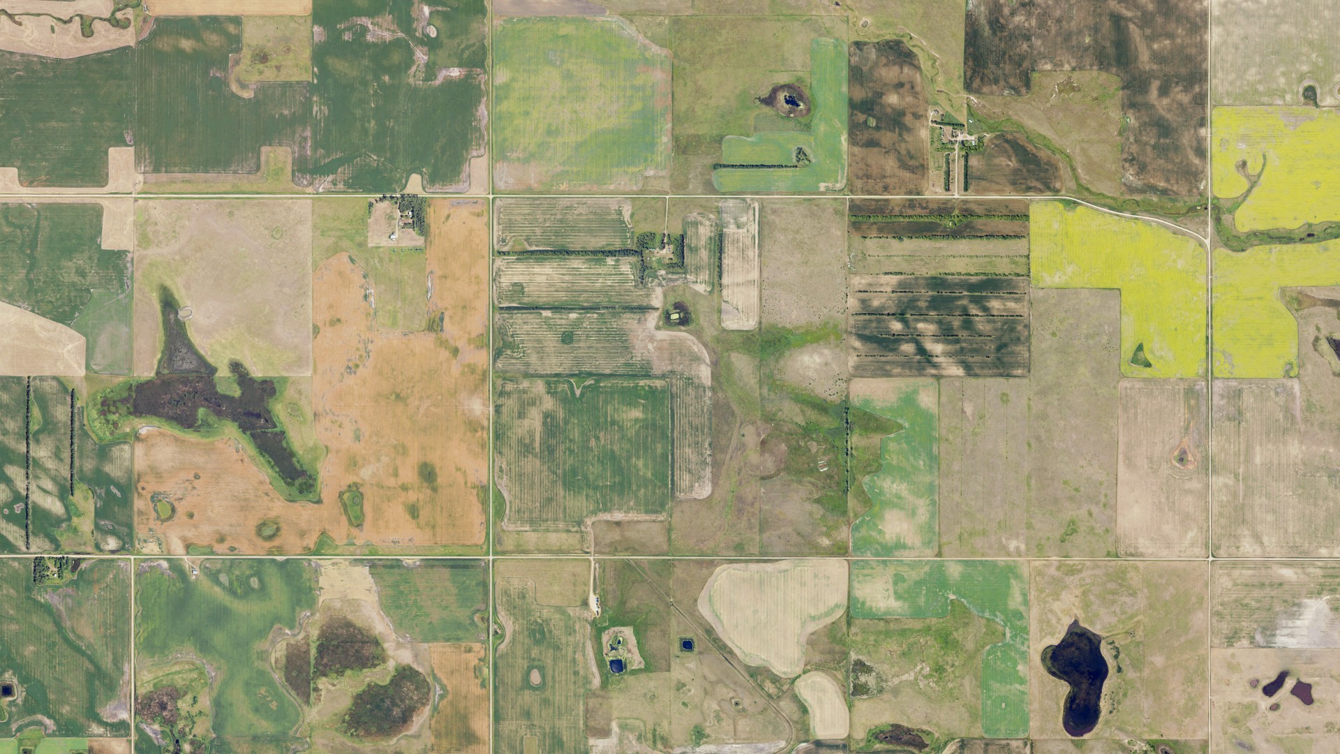 Natural-color aerial photograph of land around Peabody, North Dakota