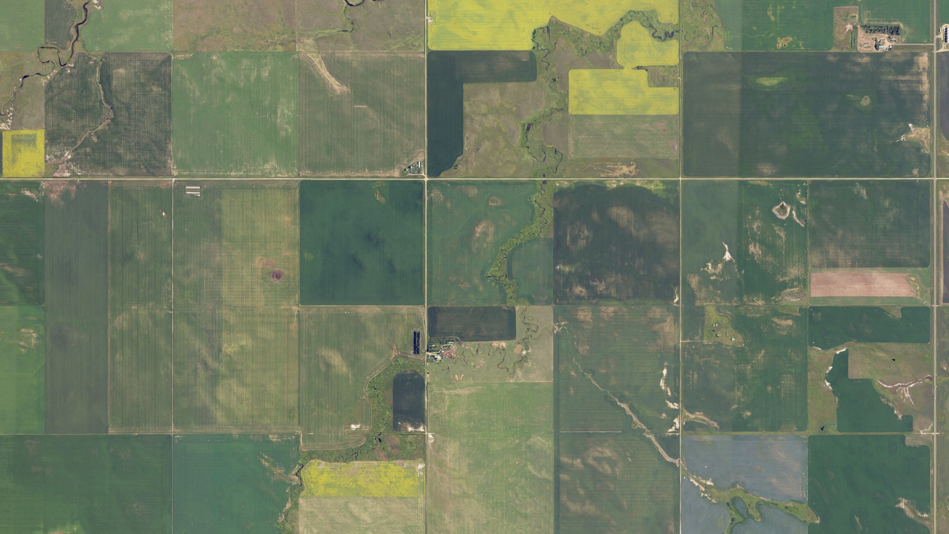 Aerial view of land around Stillwater, North Dakota