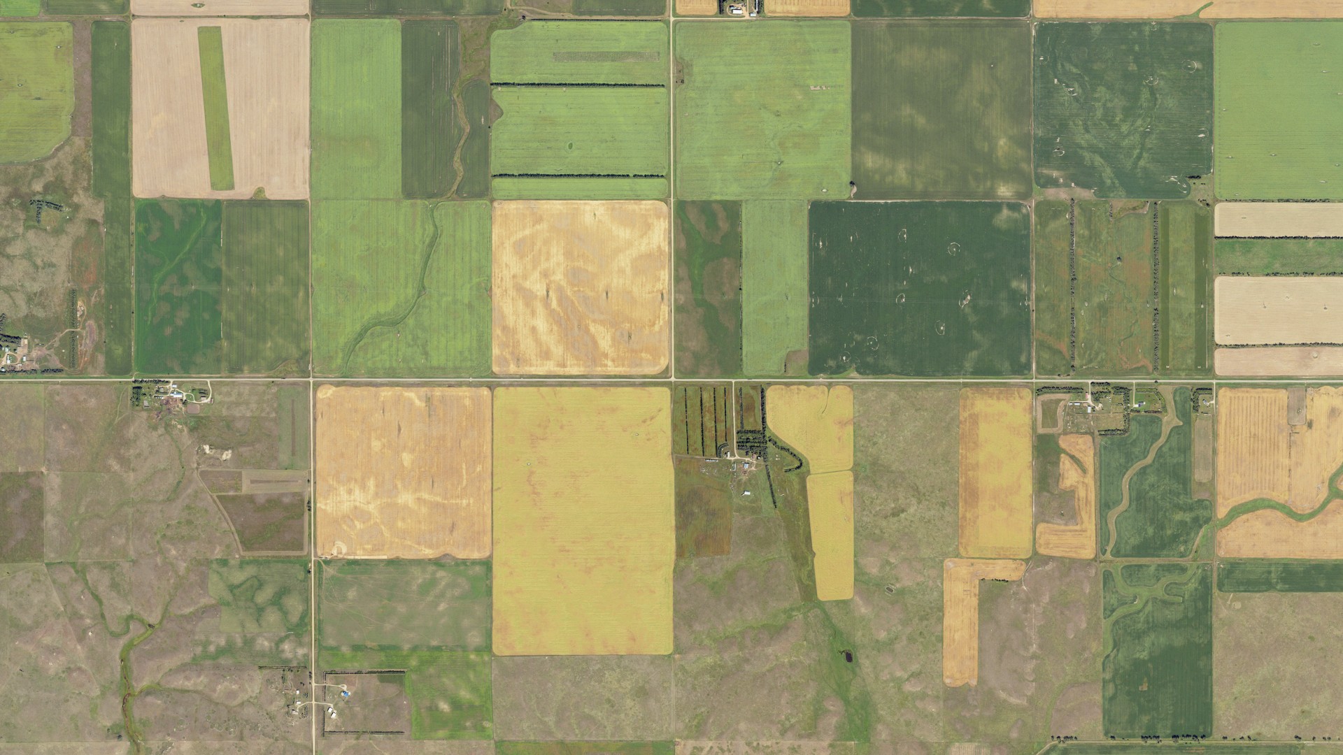 Aerial view of land around Crofte, North Dakota